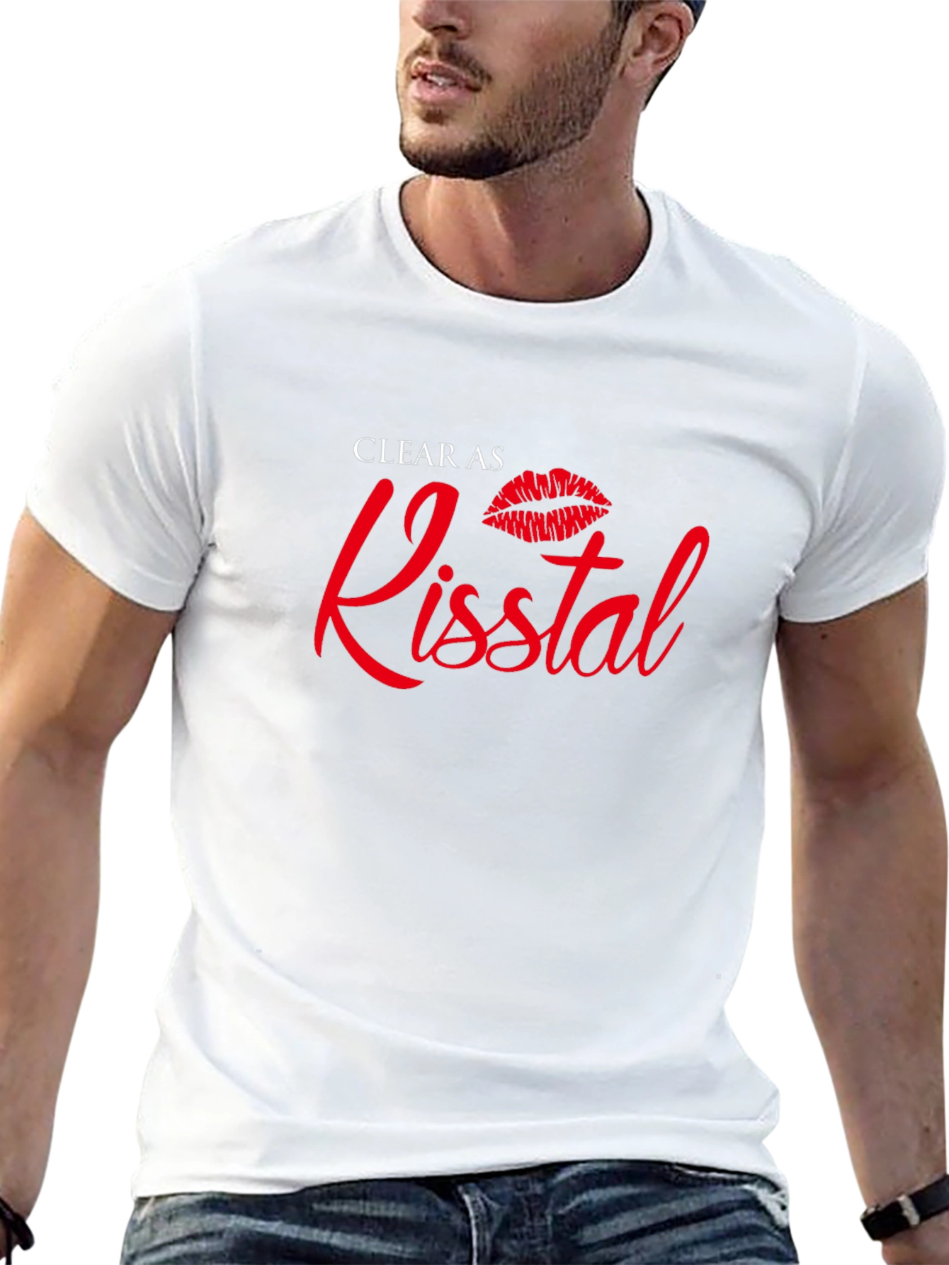 Black Clear as Kisstal Funny Lip Print Graphic Tee view 13