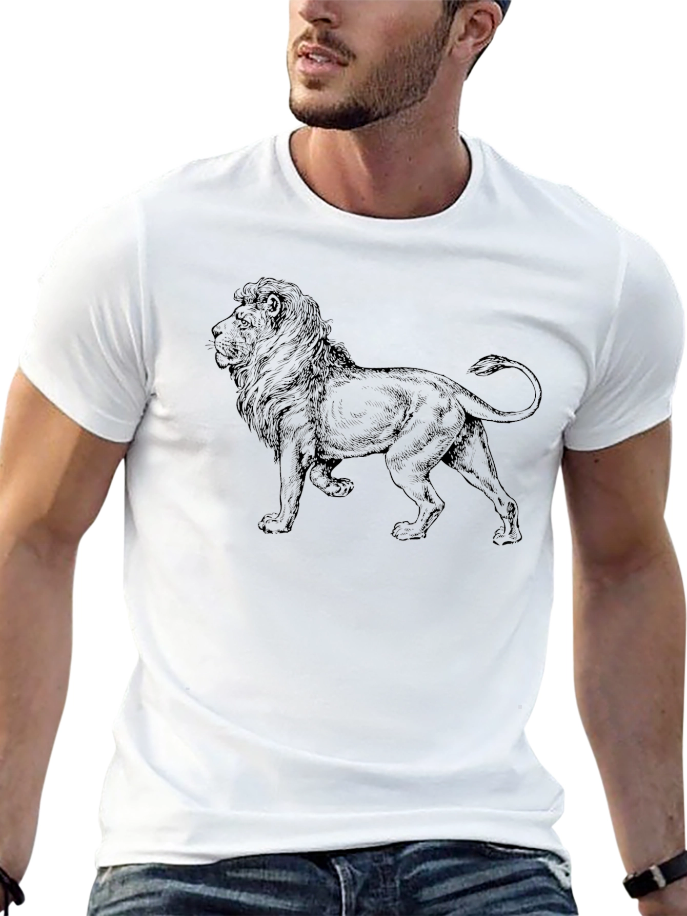 Black Lion Graphic Black T-Shirt for Men view 13