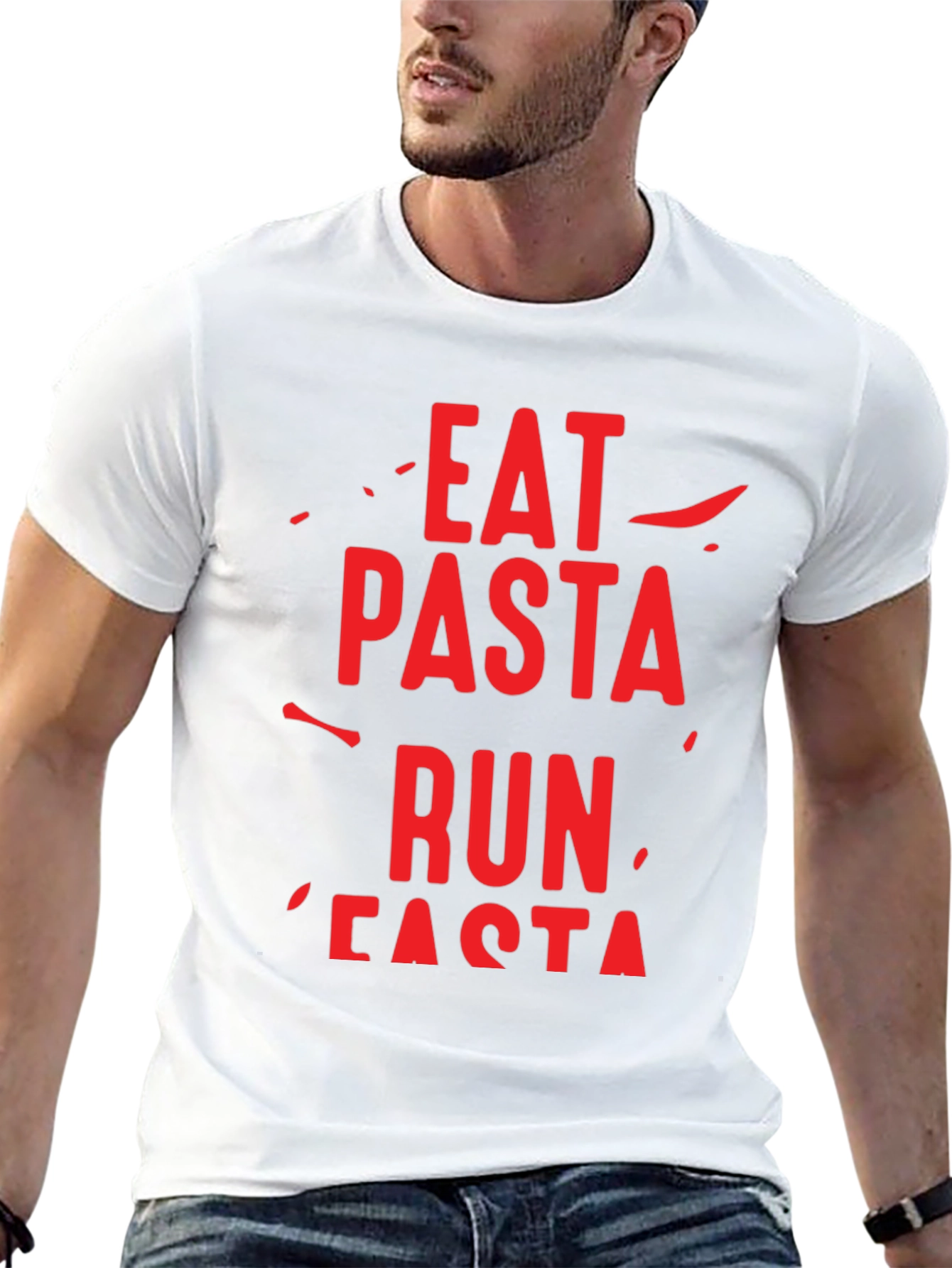 Black Eat Pasta Run Fasta Graphic T-Shirt view 13