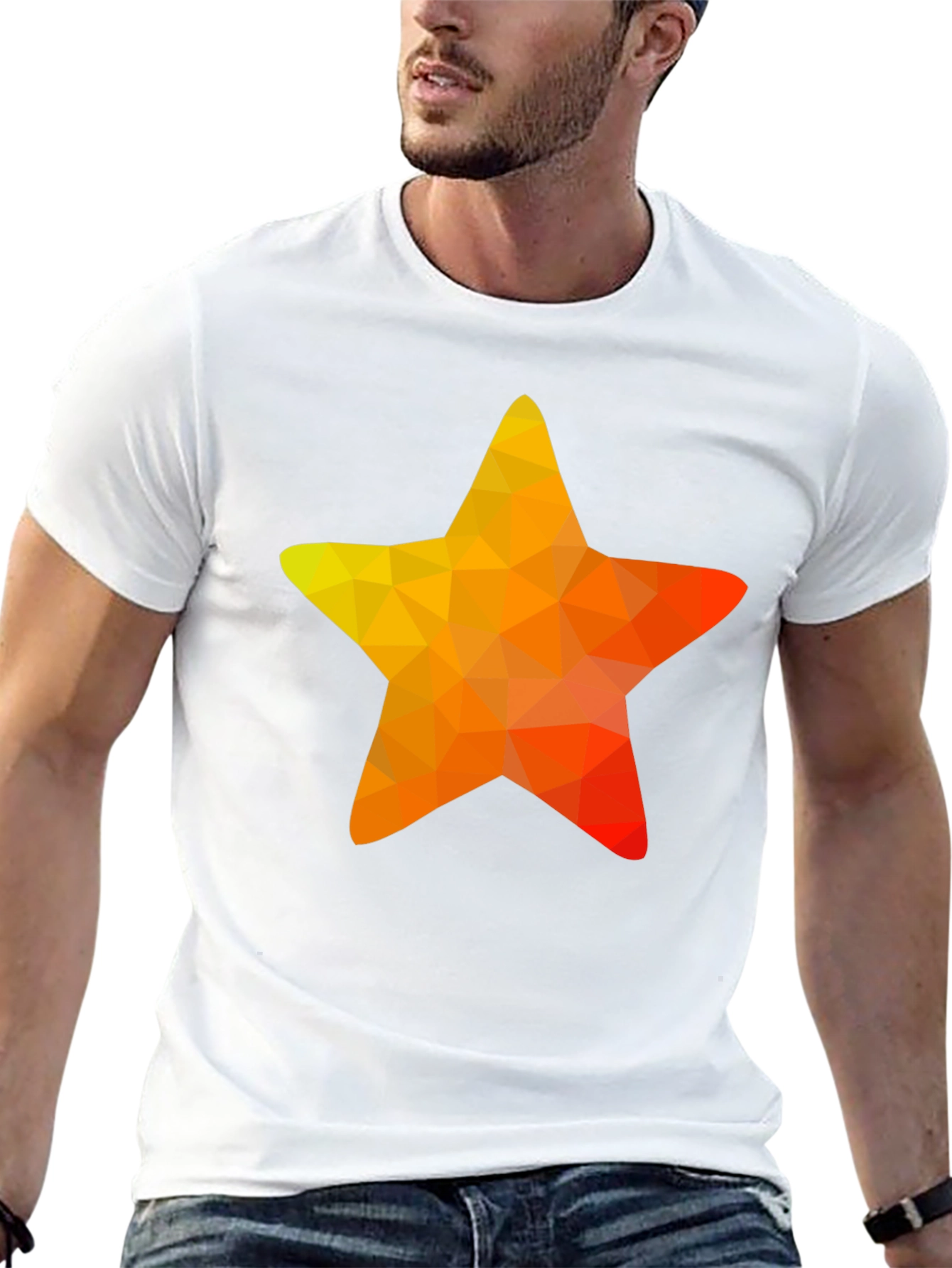 Black Geometric Star Graphic Tee - Casual Black T-Shirt view 13