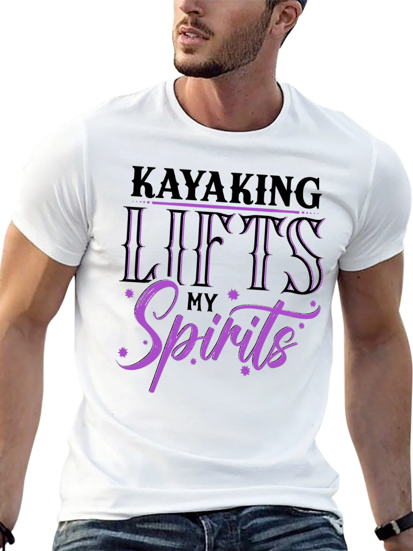 Black Kayaking Lifts My Spirits Graphic Tee view 13