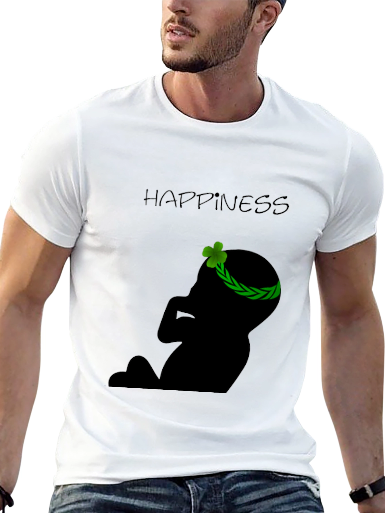 Black Happiness Baby Silhouette Black T-Shirt view 13
