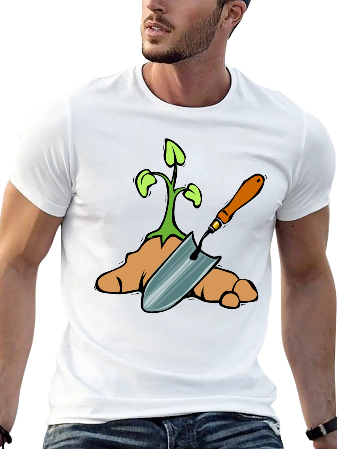 Black Gardening T-Shirt - Sprout & Trowel Design view 13