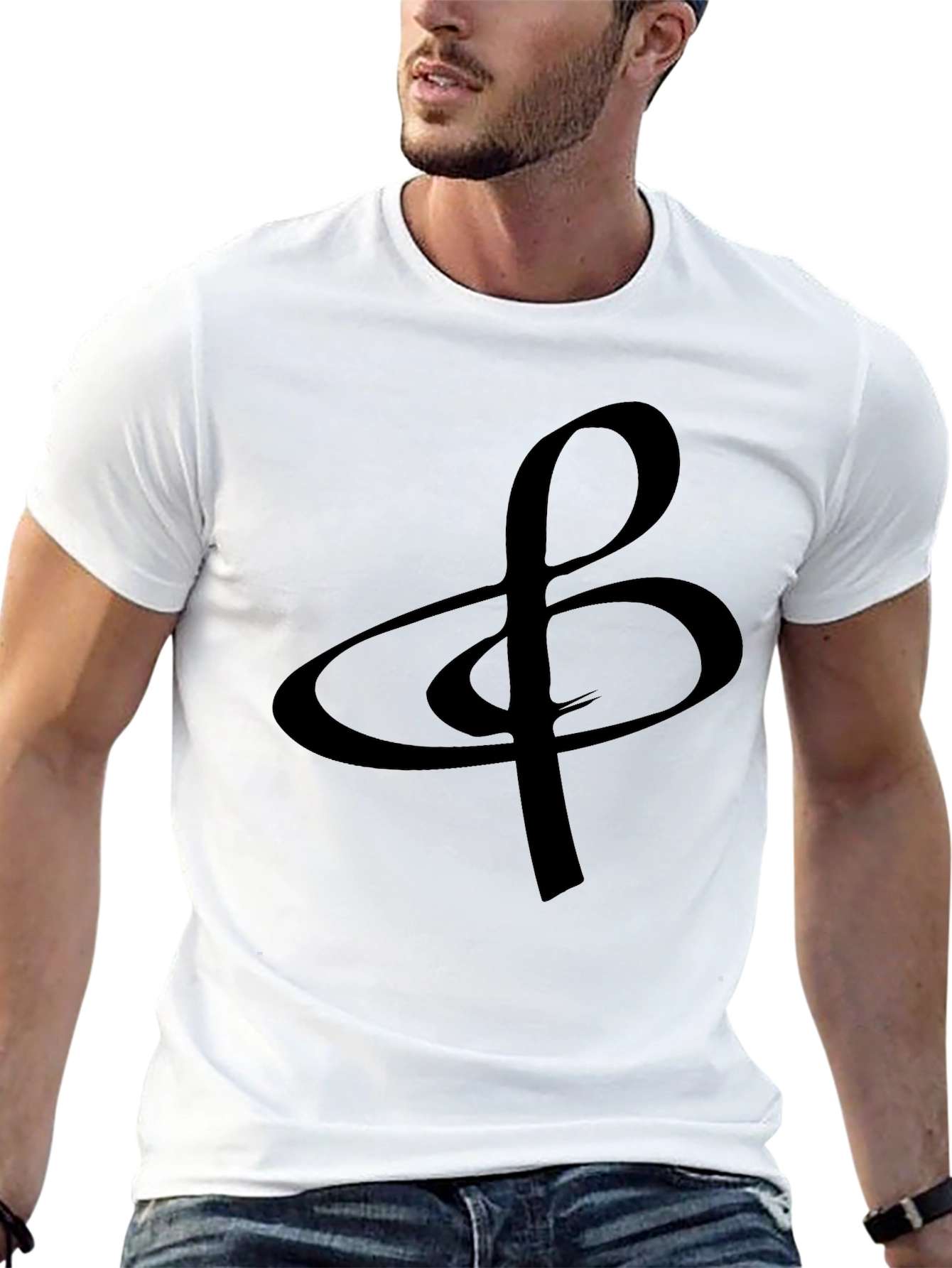 Black Elegant Musical Treble Clef Black Graphic Tee view 13