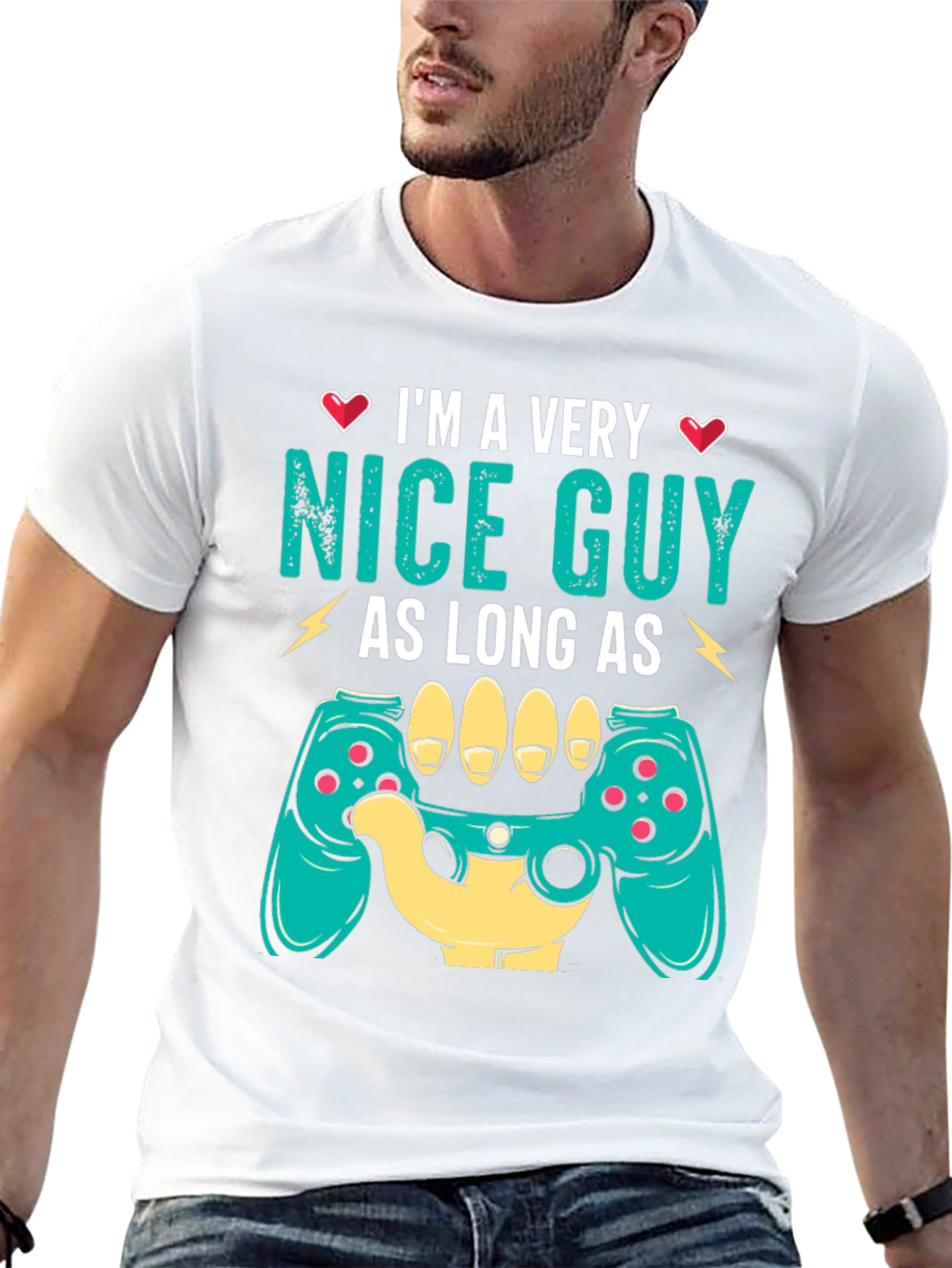 Black I'm a Very Nice Guy Gaming Controller T-Shirt view 13
