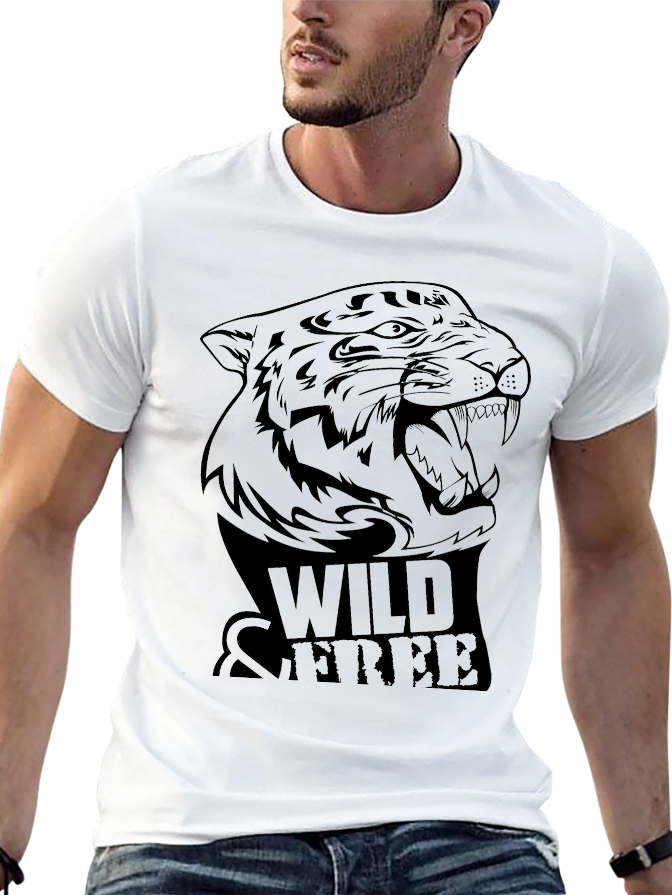 Black Wild & Free Tiger Graphic Tee - Black view 13