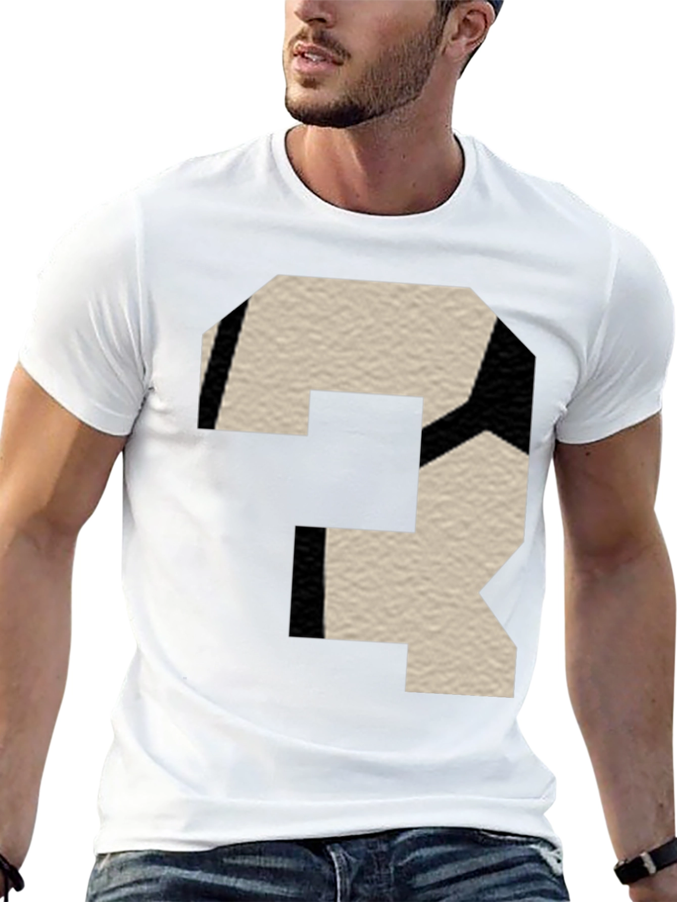 Black Abstract Number T-Shirt - Modern Black Tee view 13