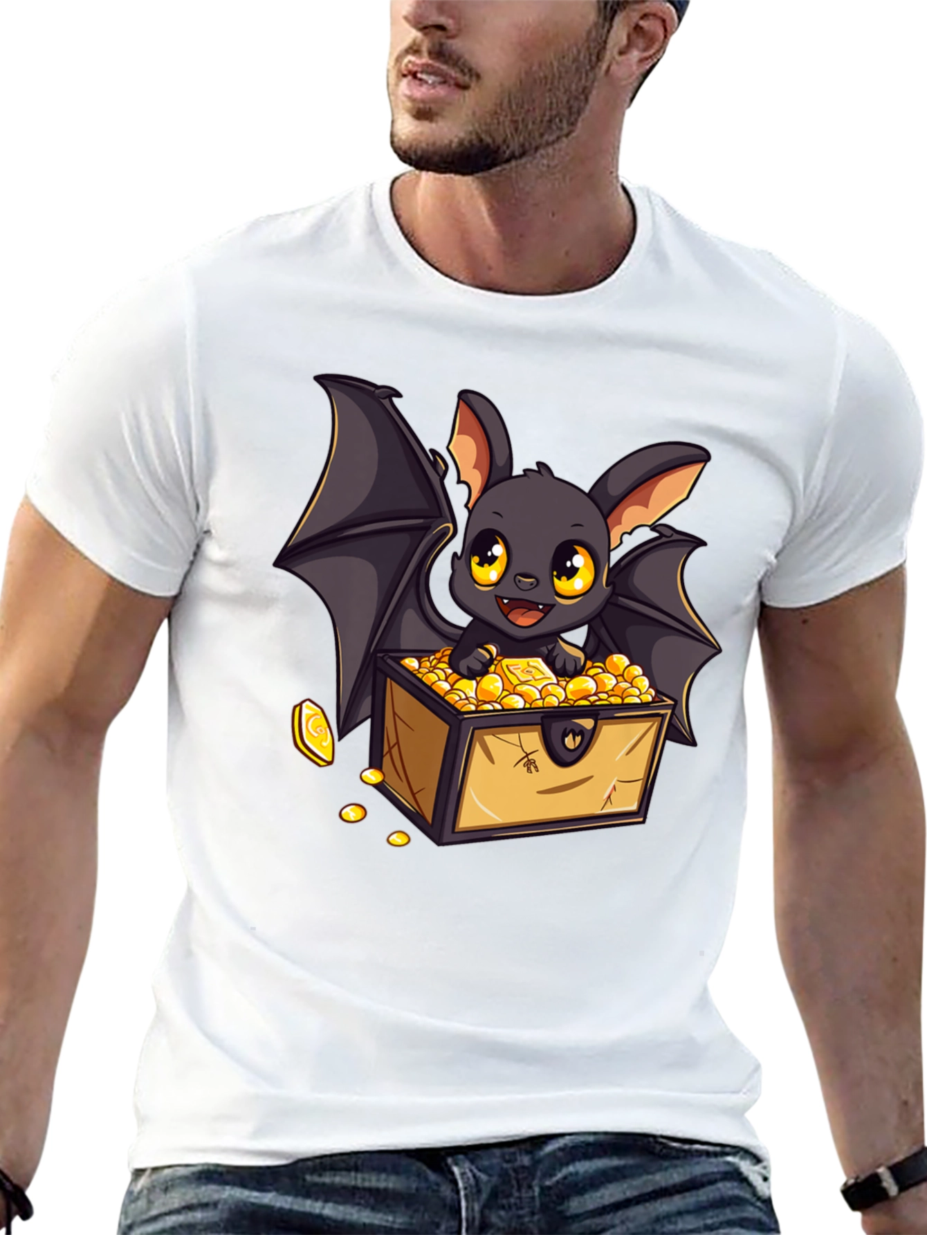 Black Bat Treasure Chest Graphic Tee - Black view 13