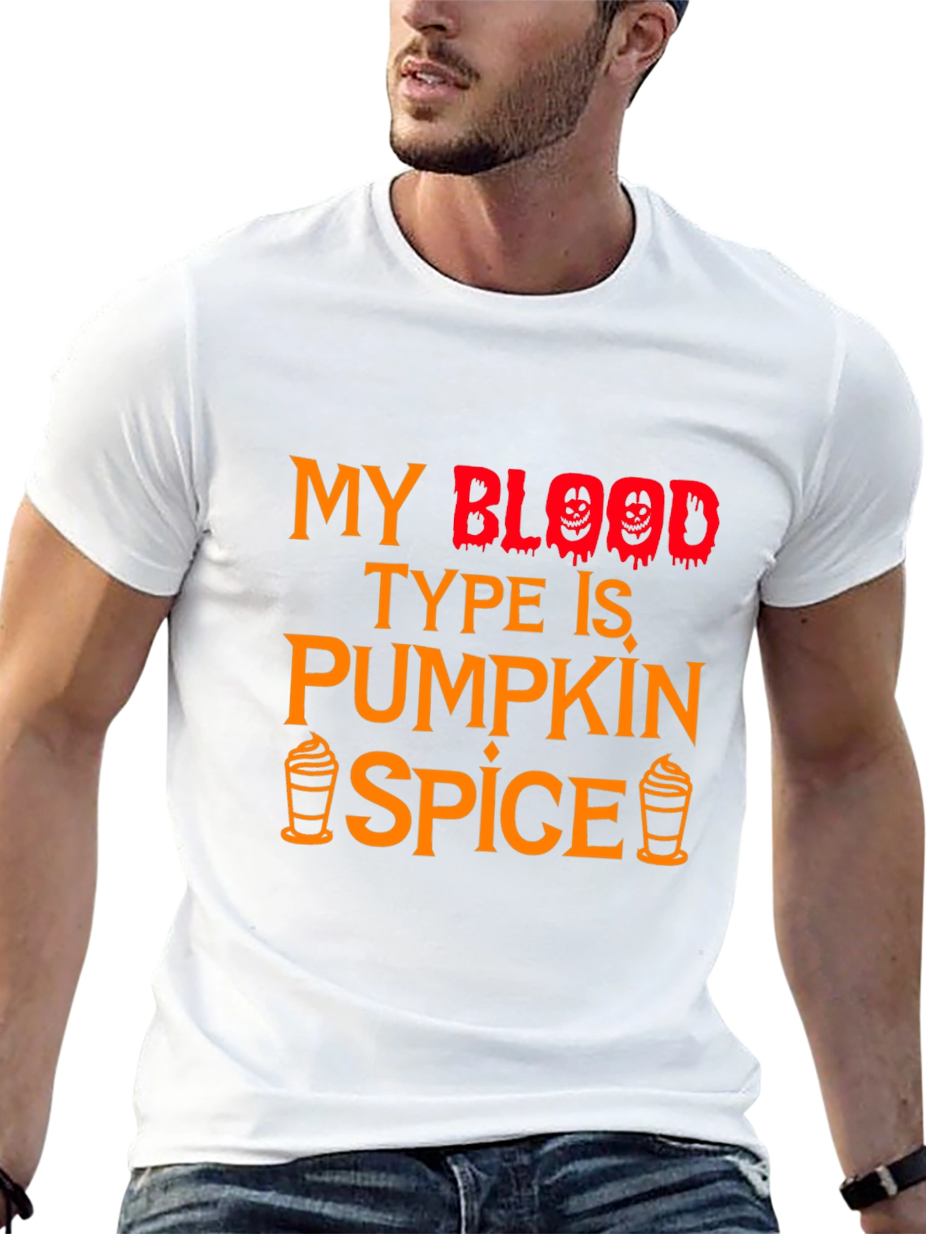 Black Pumpkin Spice Blood Type Halloween T-Shirt view 13