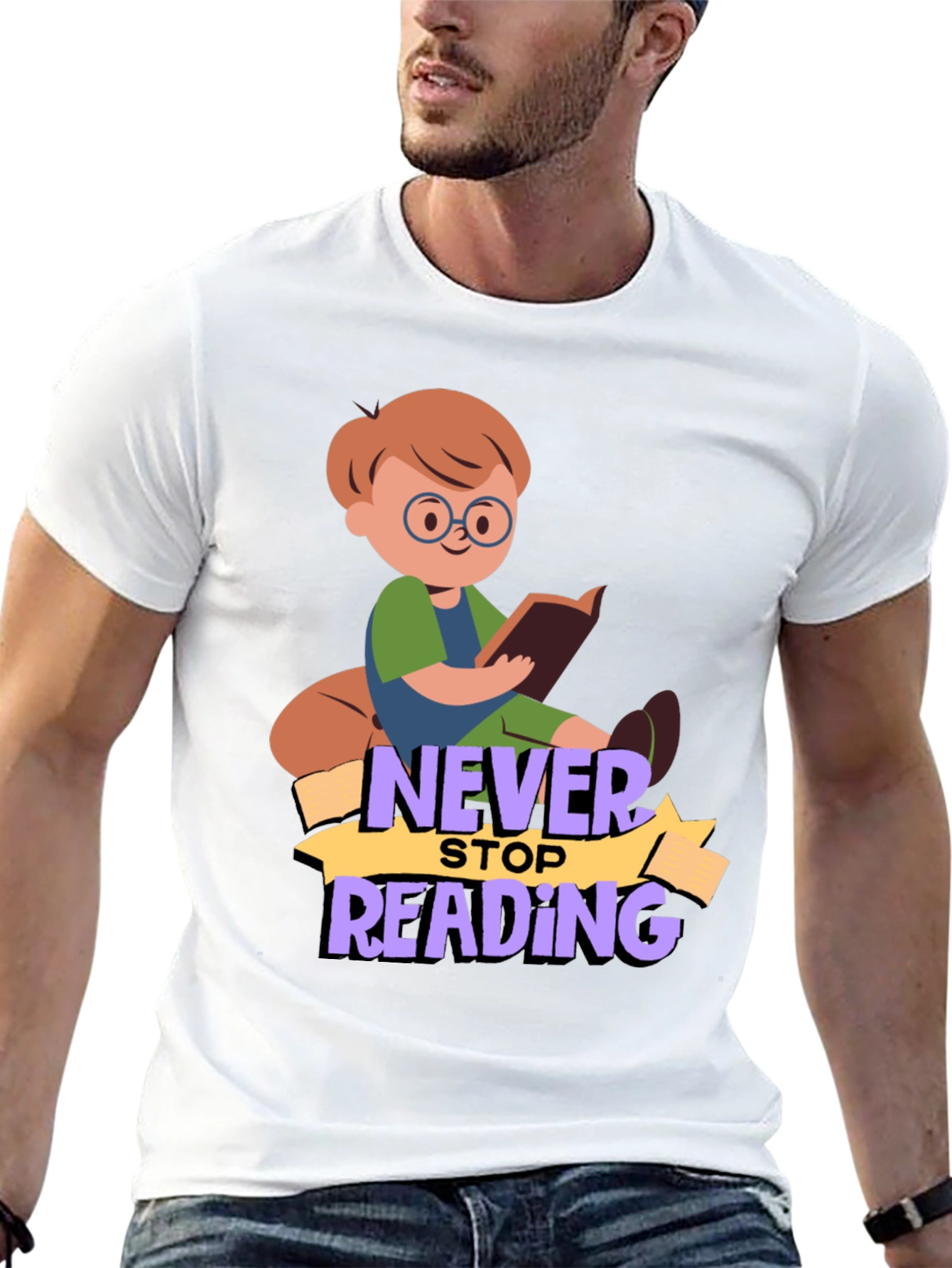 Black Never Stop Reading Graphic T-Shirt view 13