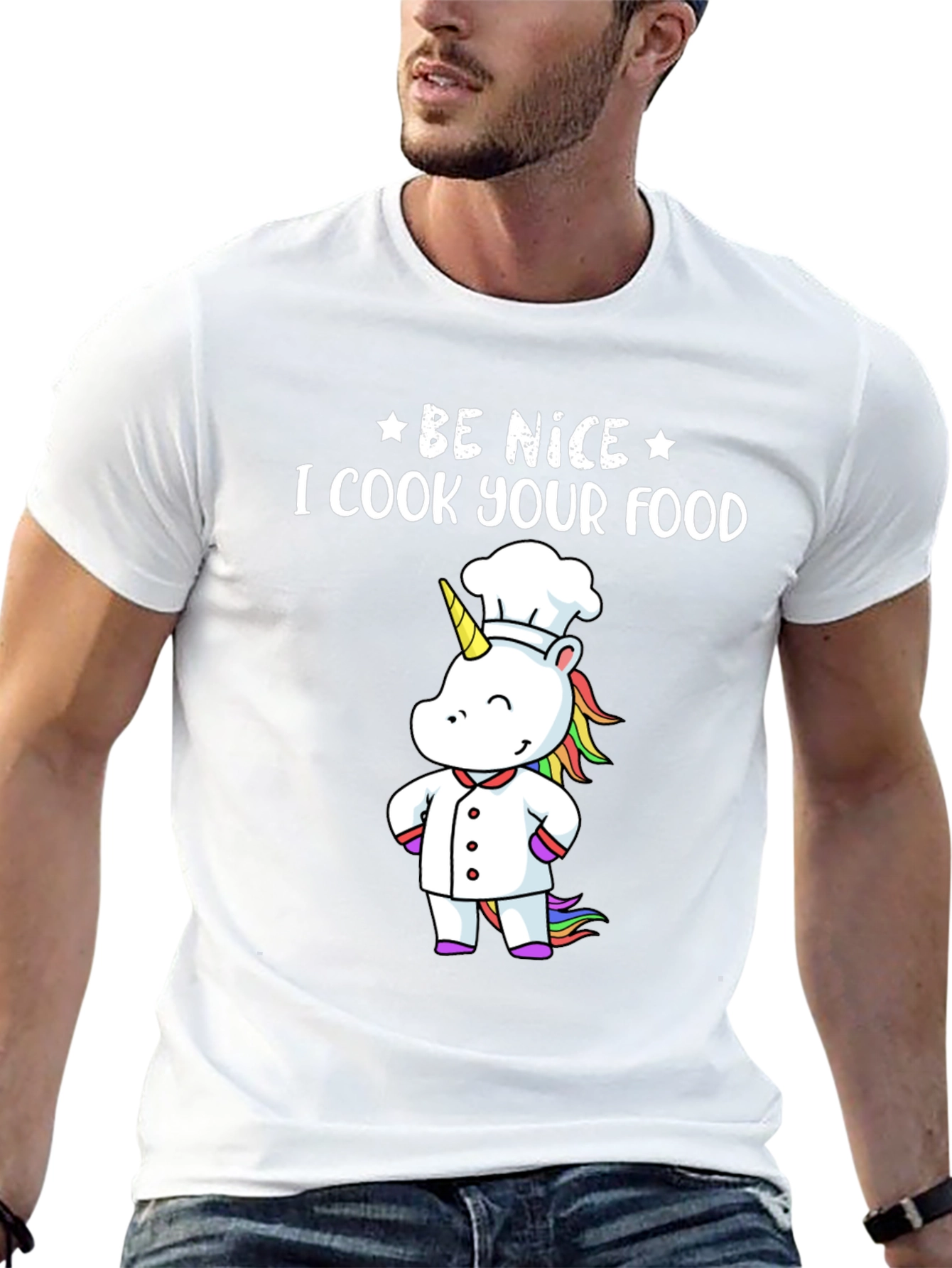 Black Be Nice I Cook Your Food T-Shirt Funny Unicorn Chef view 13