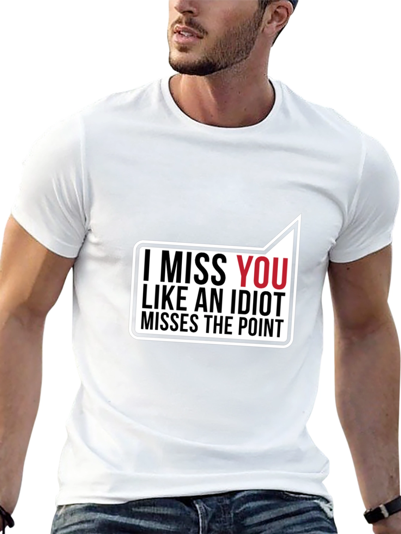 Black I Miss You Funny Graphic T-Shirt view 13