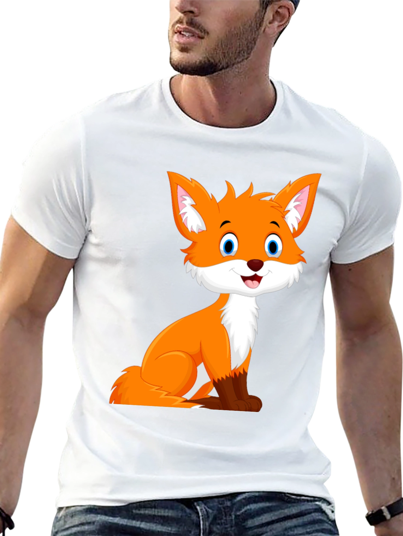 Black Cute Fox Graphic Tee - Black Unisex T-Shirt view 13