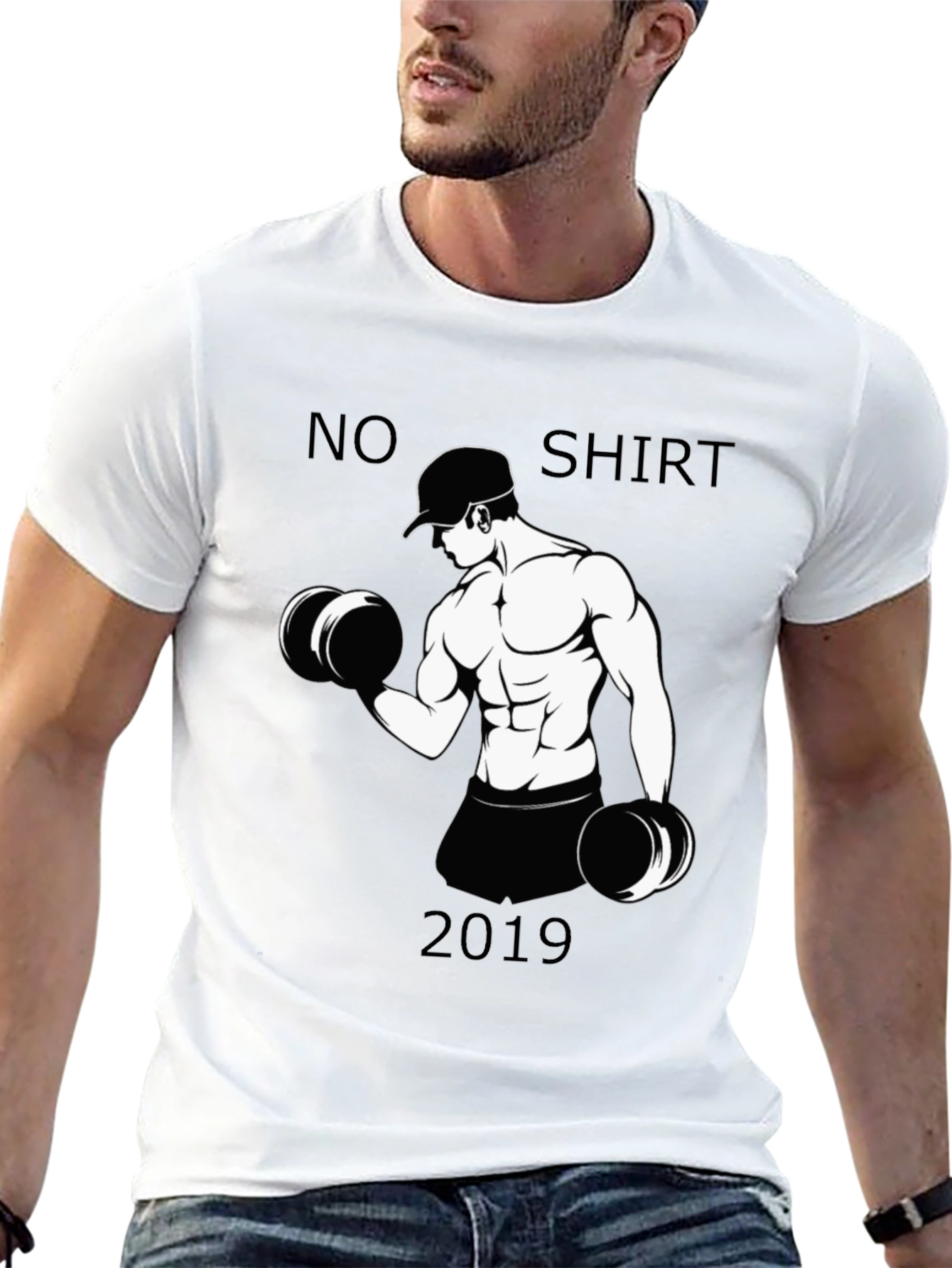 Black Funny No Shirt 2019 Workout T-Shirt view 13