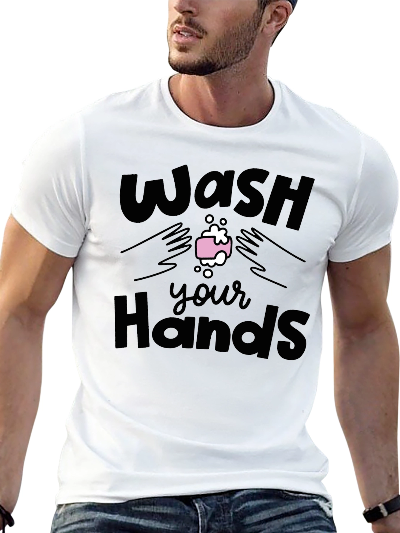 Black Wash Your Hands Graphic Tee - Black view 13