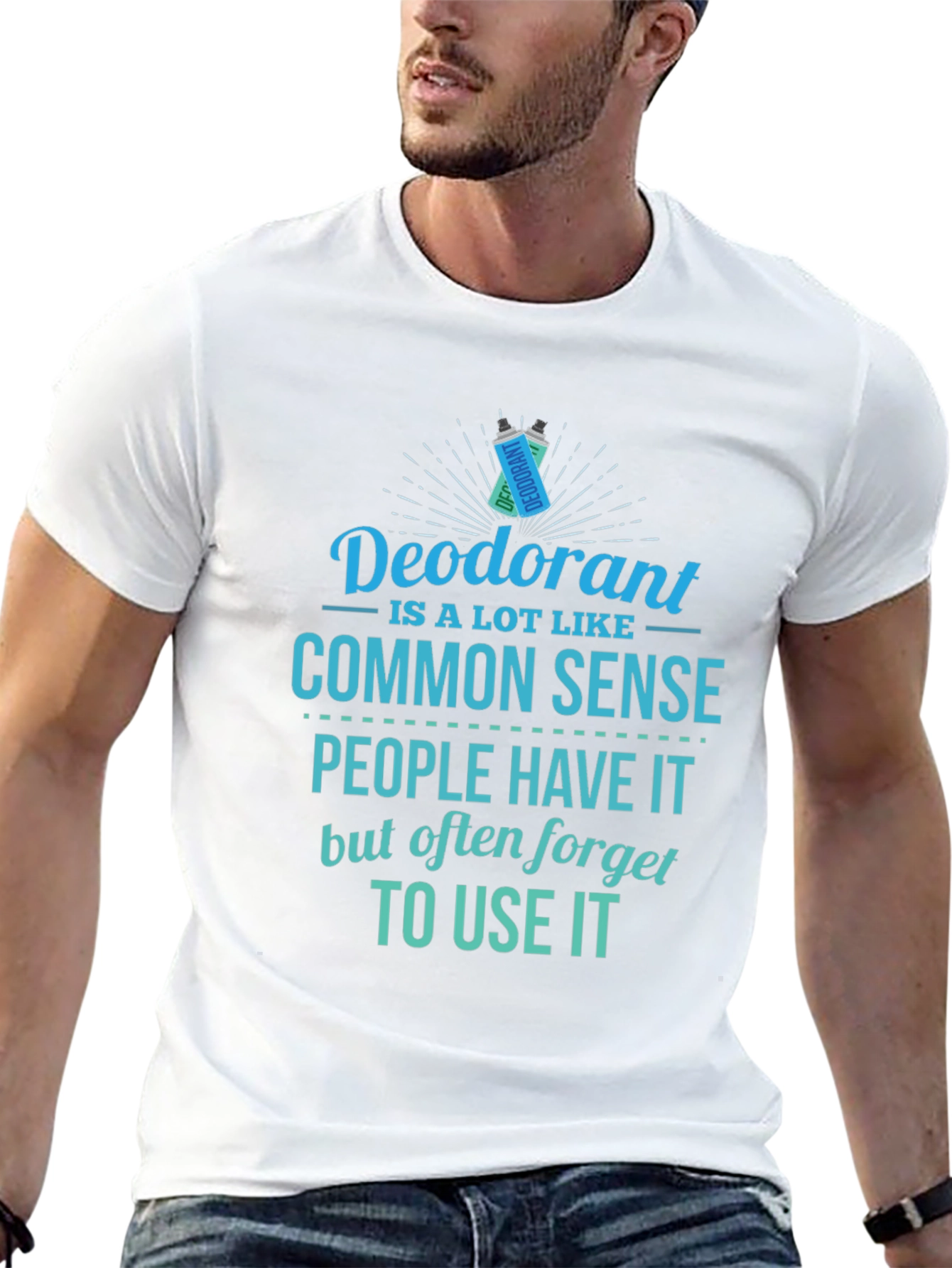 Black Funny Deodorant Common Sense T-Shirt  view 13