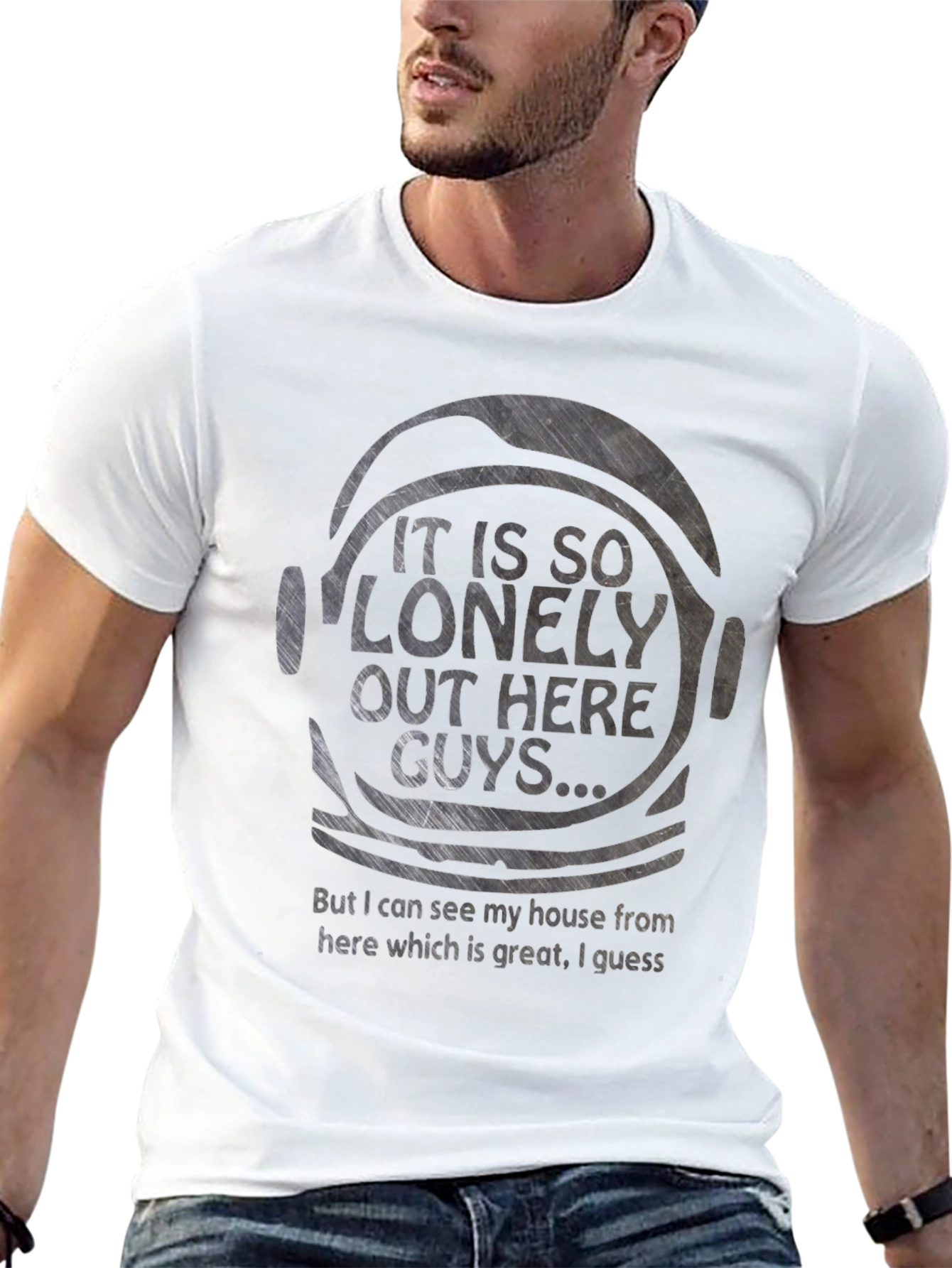 Black Lonely Astronaut T-Shirt - Space Humor Tee view 13