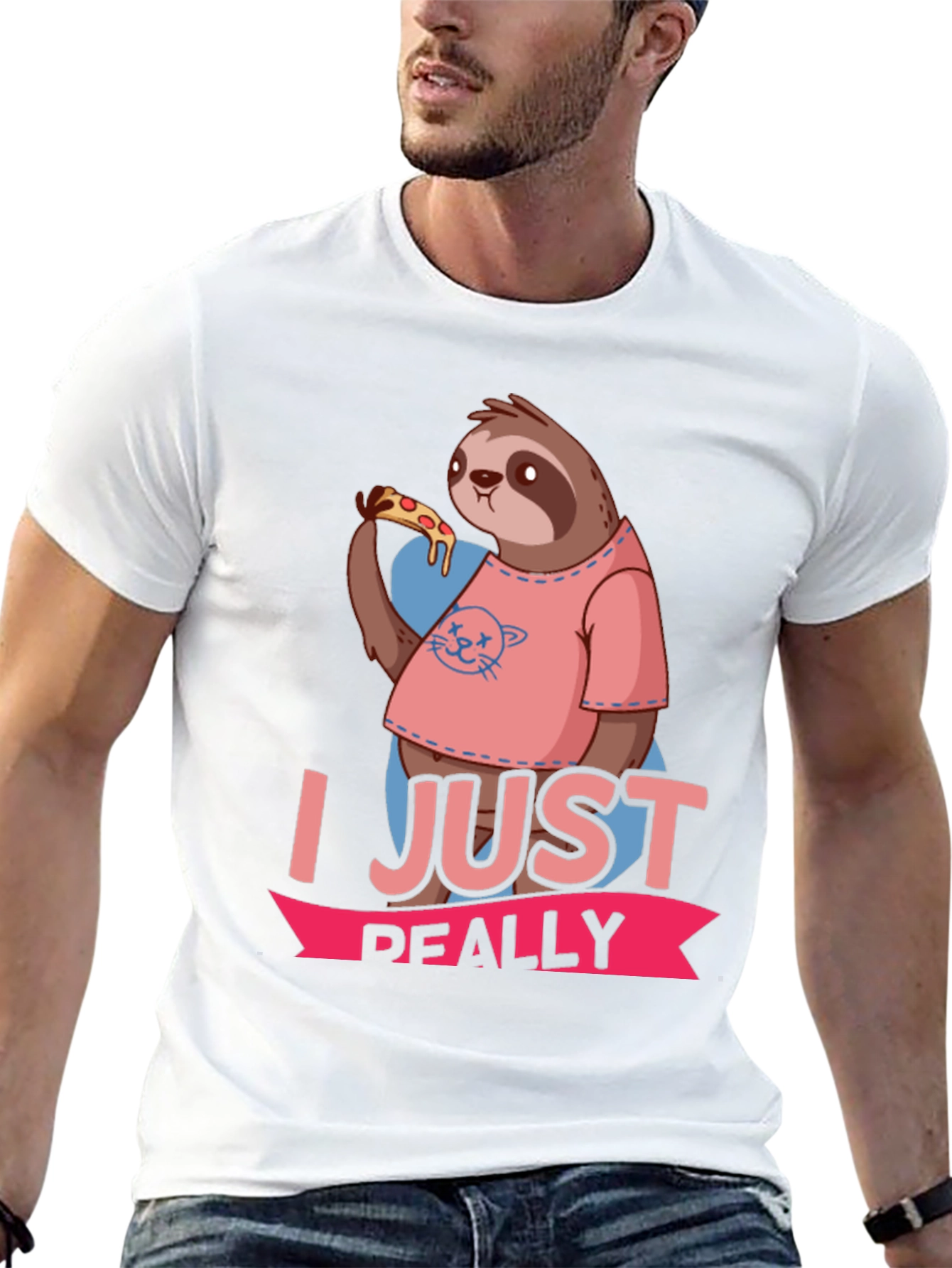 Black Sloth Pizza Lover T-Shirt - Funny Graphic Tee view 13