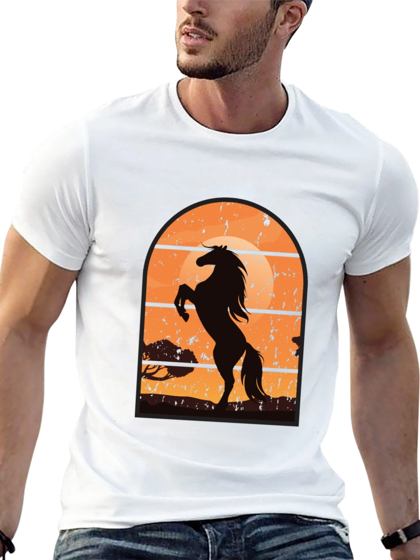Black Horse Sunset Graphic T-Shirt view 13