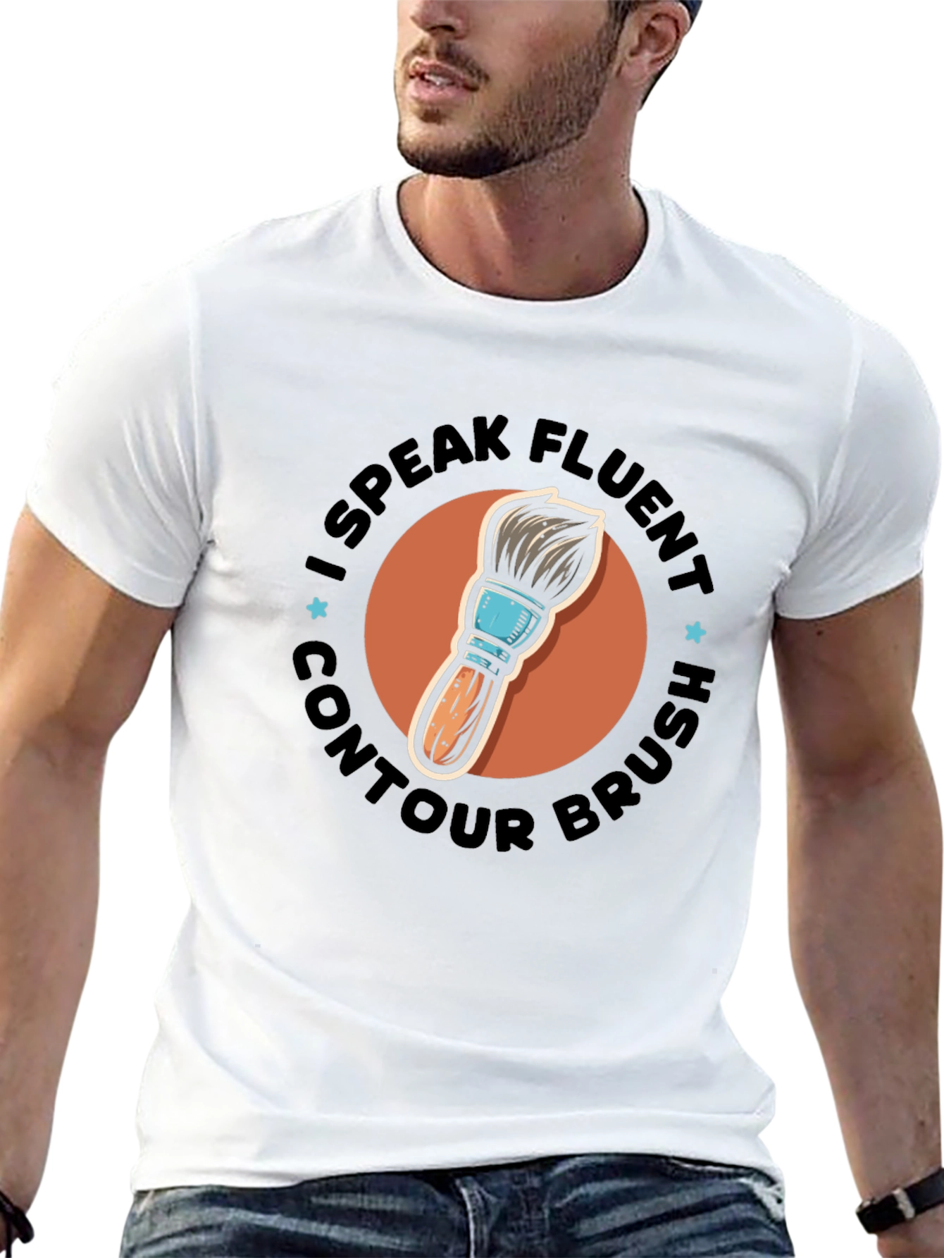 Black I Speak Fluent Contour Brush Black Tee view 13