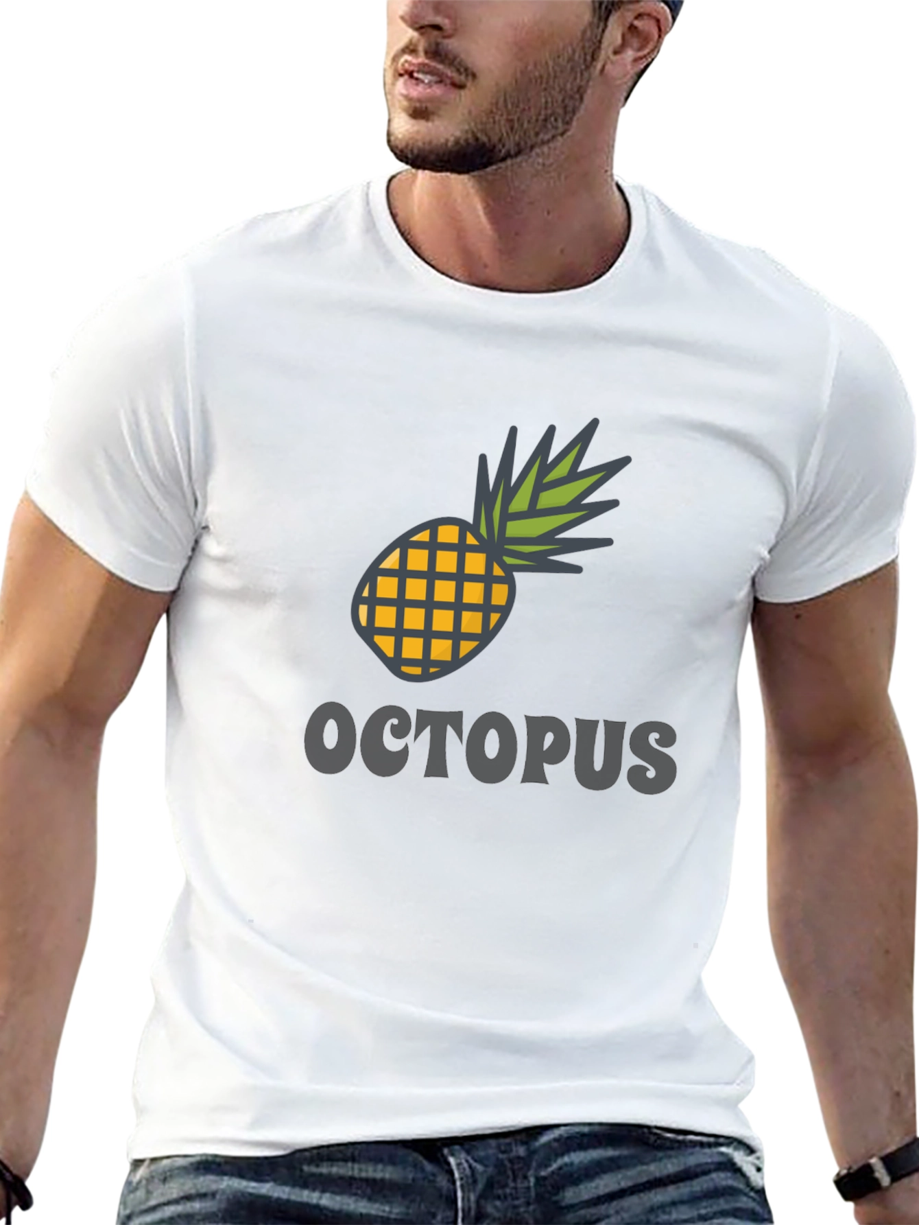 Black Pineapple Octopus Graphic Tee - Black Cotton Blend view 13