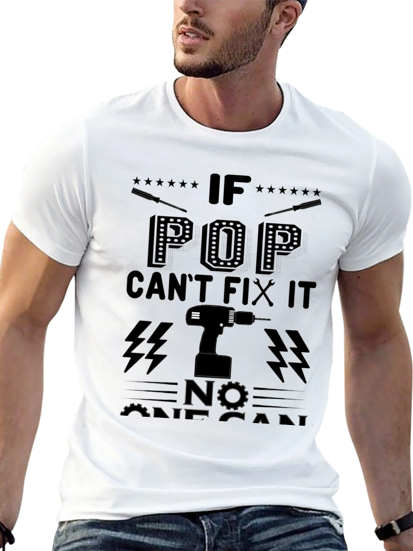 Black Pop Can Fix It T-Shirt - Dad Gift view 13
