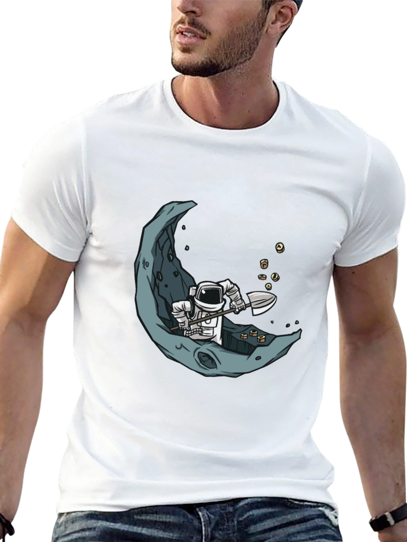 Black Astronaut Moon Miner Graphic Tee view 13