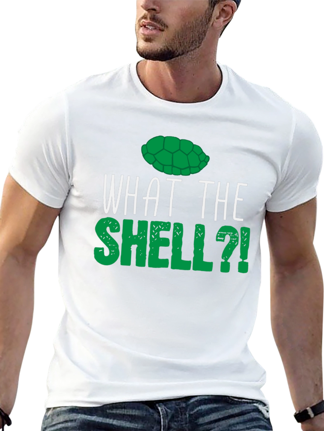 Black What the Shell? Funny Turtle T-Shirt view 13