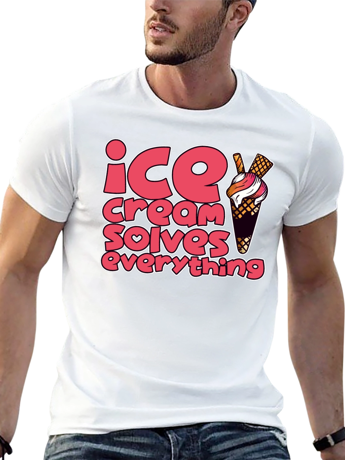 Black Ice Cream Solves Everything Graphic Tee view 13