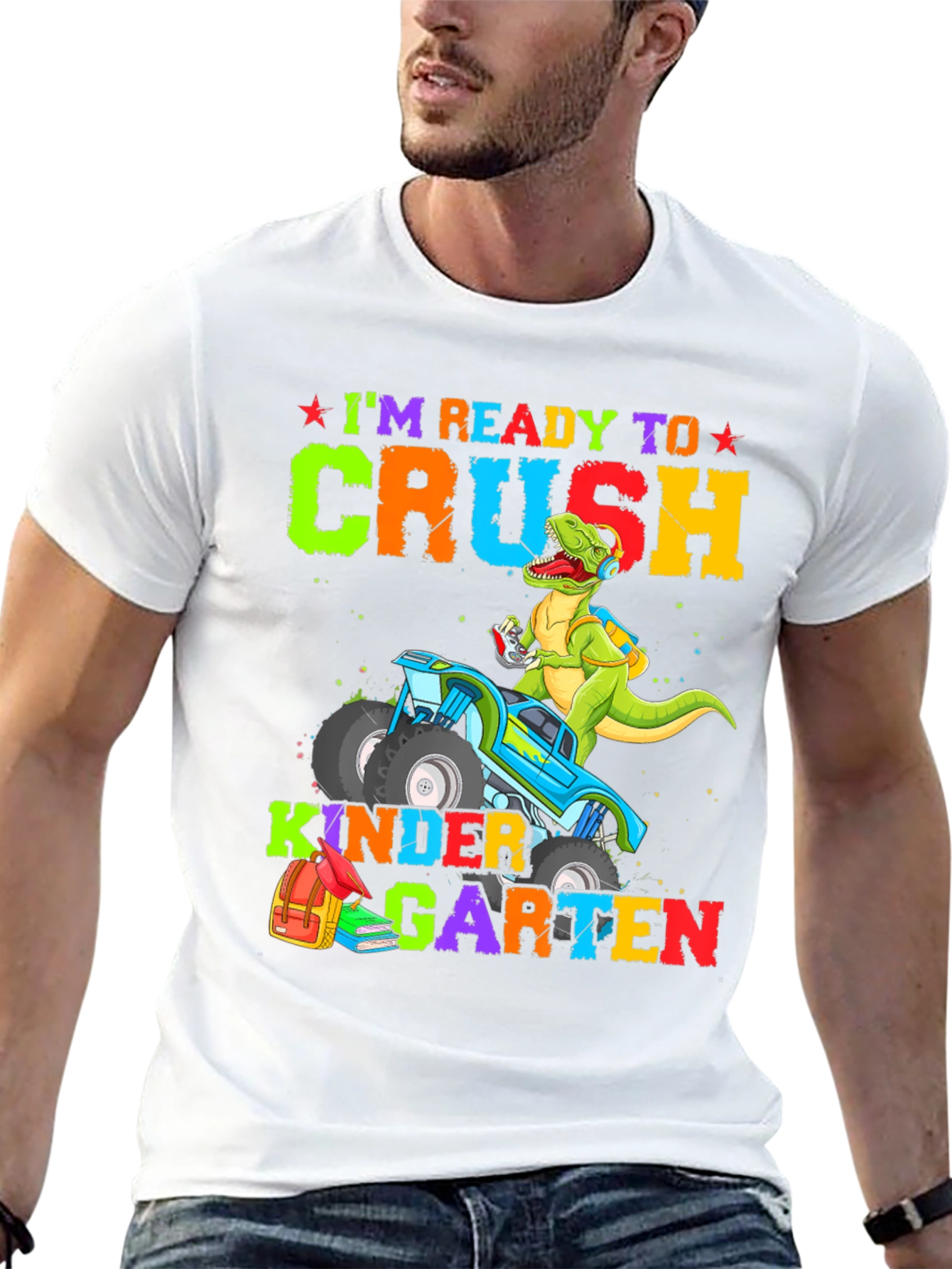 Ready to Crush Kindergarten Dinosaur Monster Truck T-Shirt - 13
