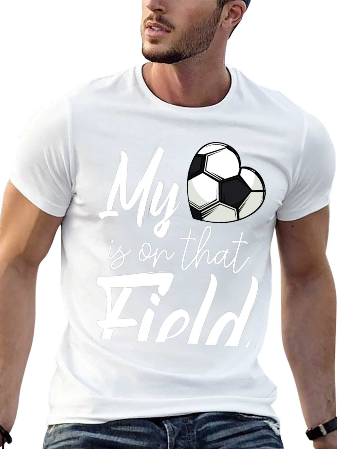 Black My Heart is on That Field Soccer Fan T-Shirt view 13
