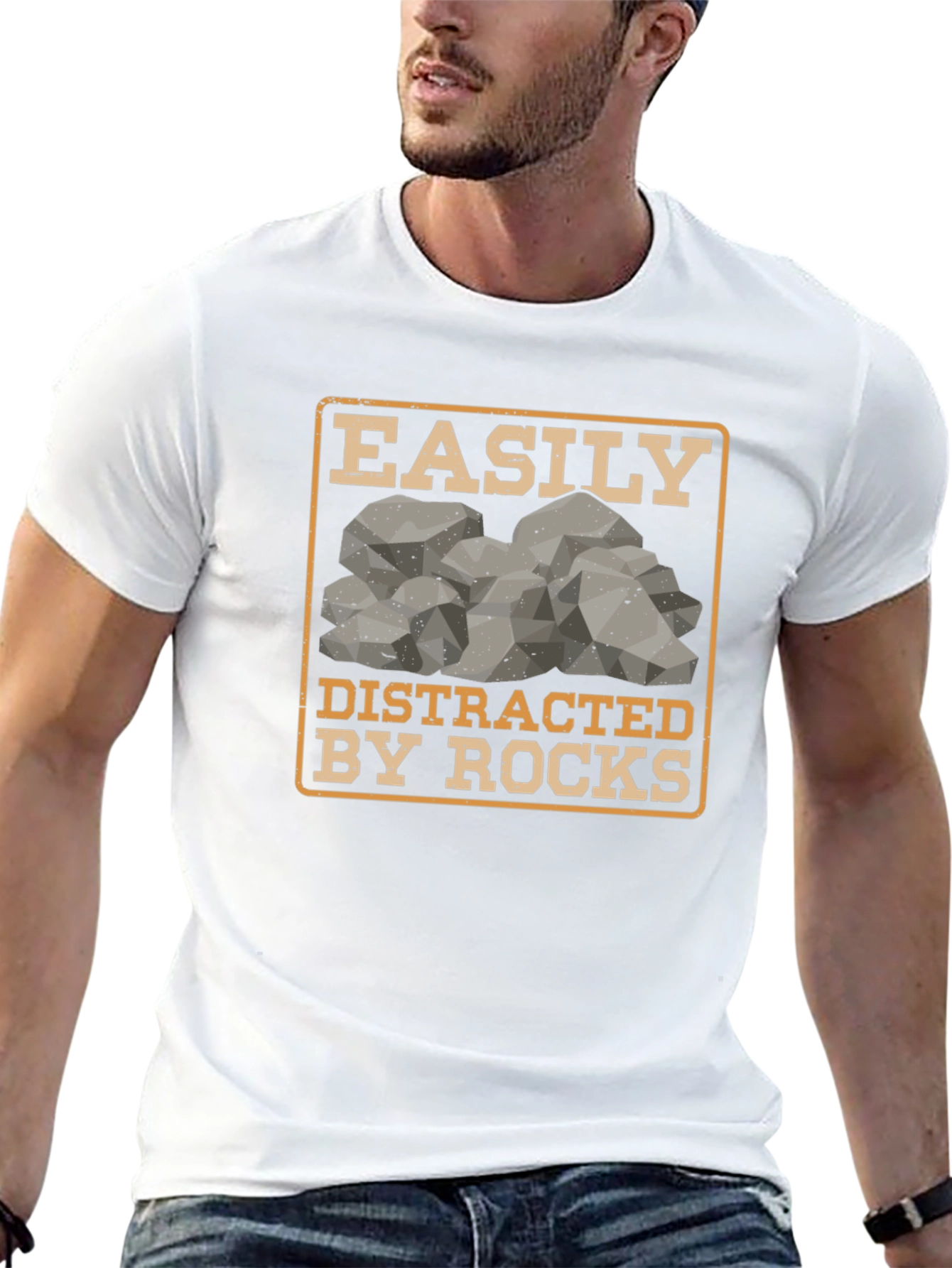 Black Easily Distracted By Rocks Graphic Tee view 13