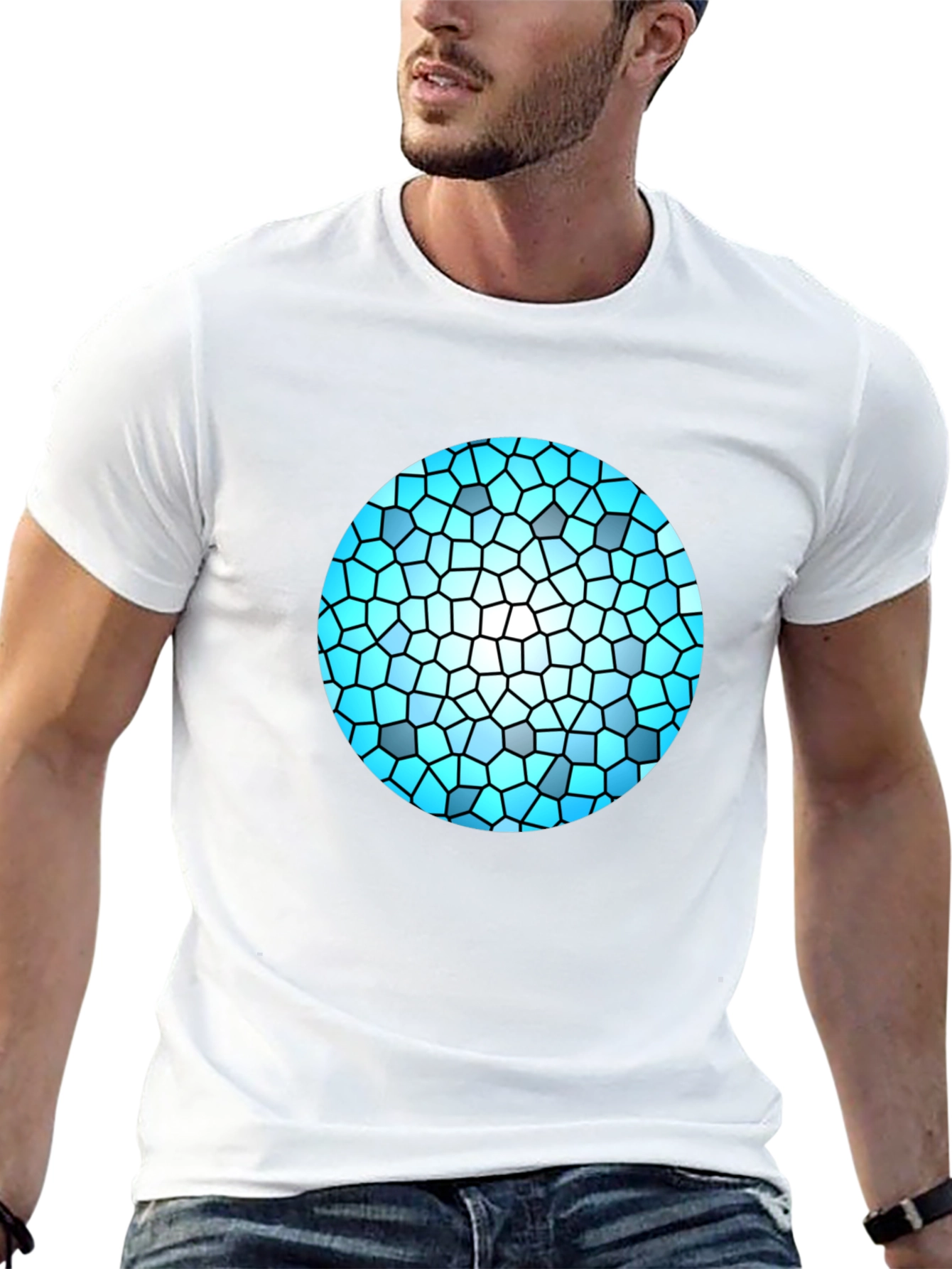 Black Modern Mosaic Orb Graphic Tee - Stylish Black T-Shirt view 13