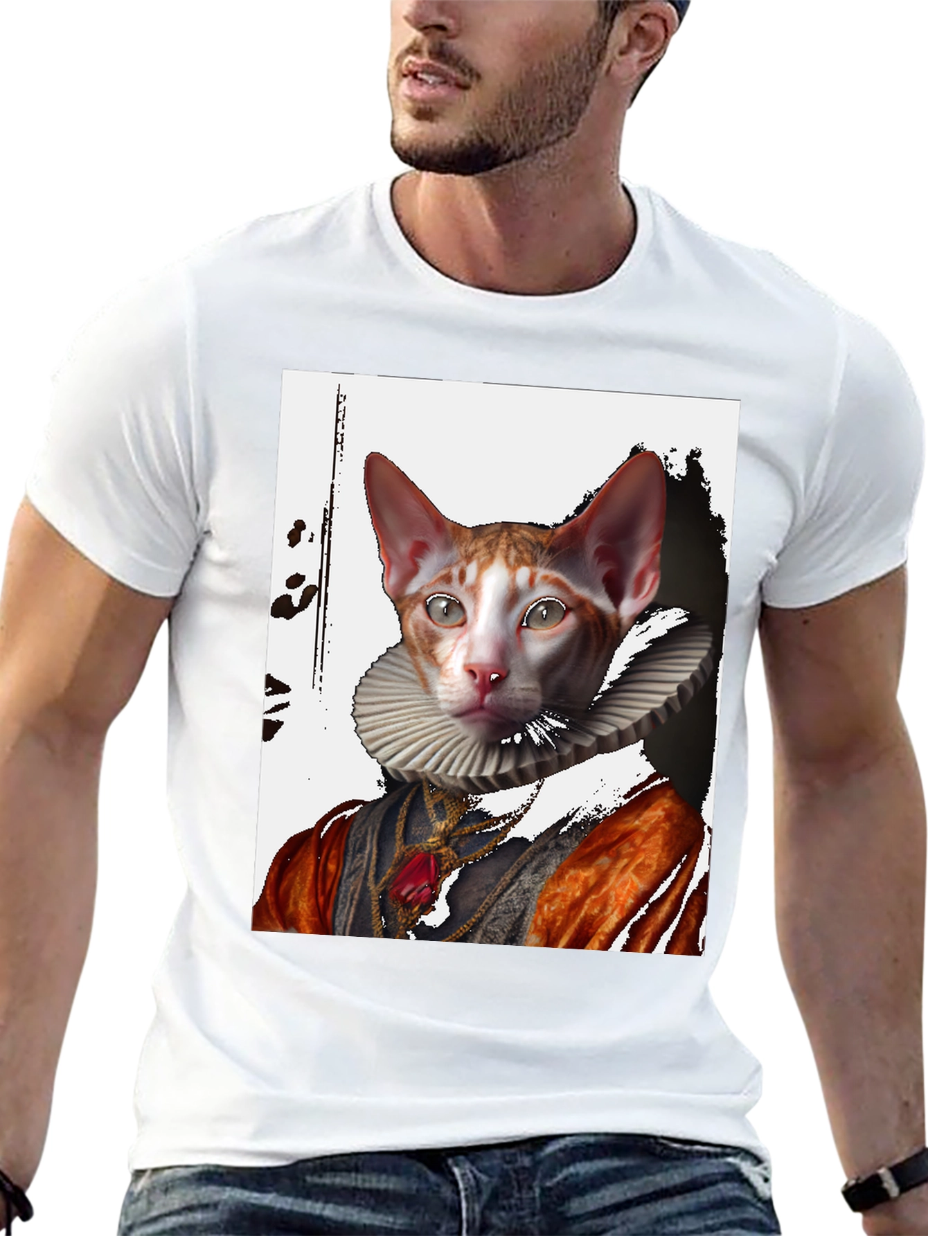 Black Royal Cat T-Shirt: Renaissance Pet Portrait Tee view 13