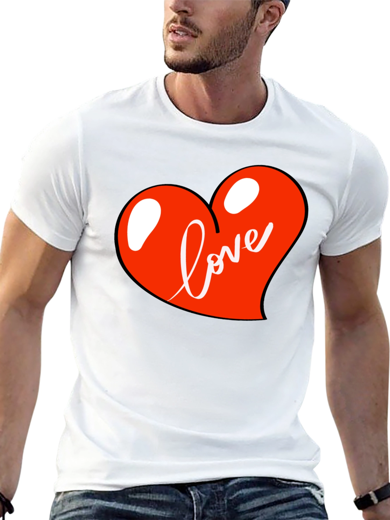 Black Love Heart Graphic Tee - Black Casual Shirt view 13