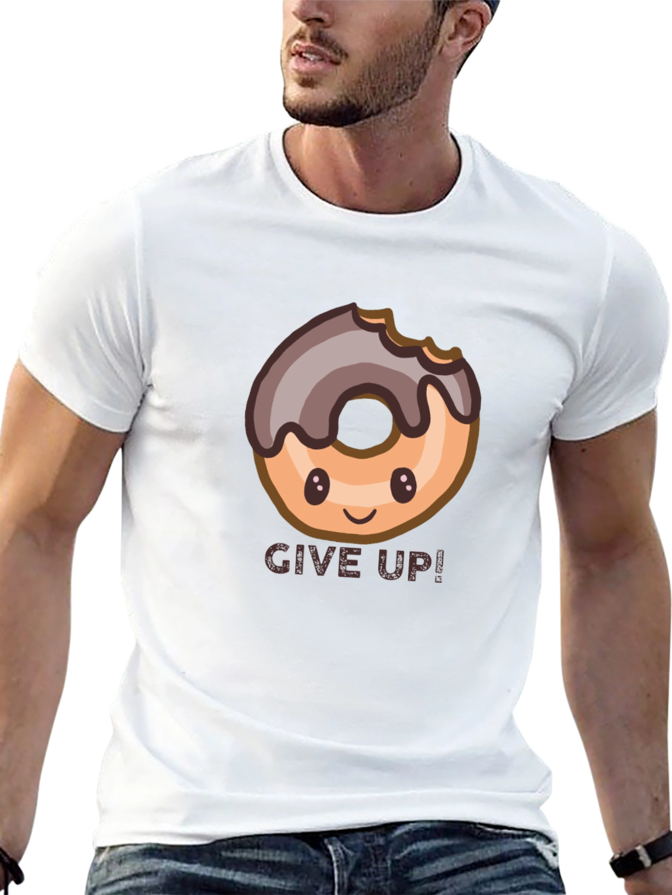 Black Donut Give Up! Graphic Tee view 13