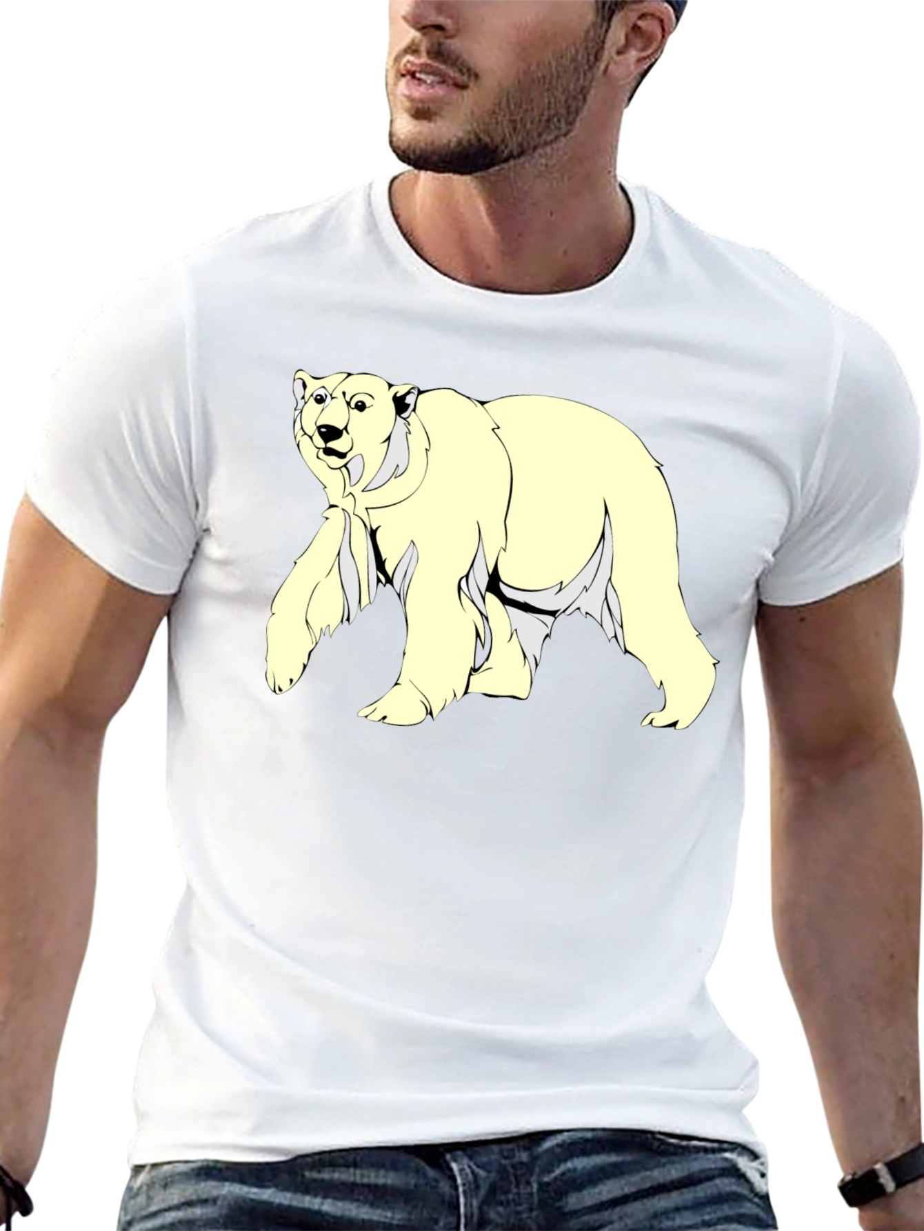Black Polar Bear Graphic Tee - Men's Black T-Shirt view 13
