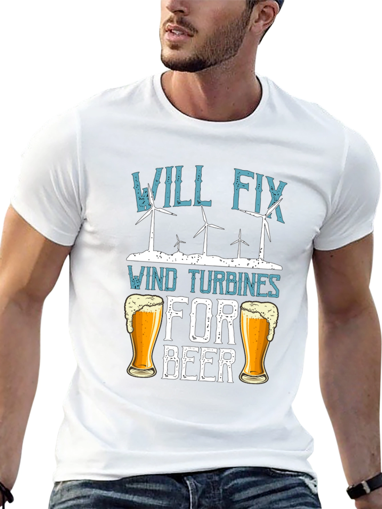 Black Will Fix Wind Turbines For Beer T-Shirt view 13