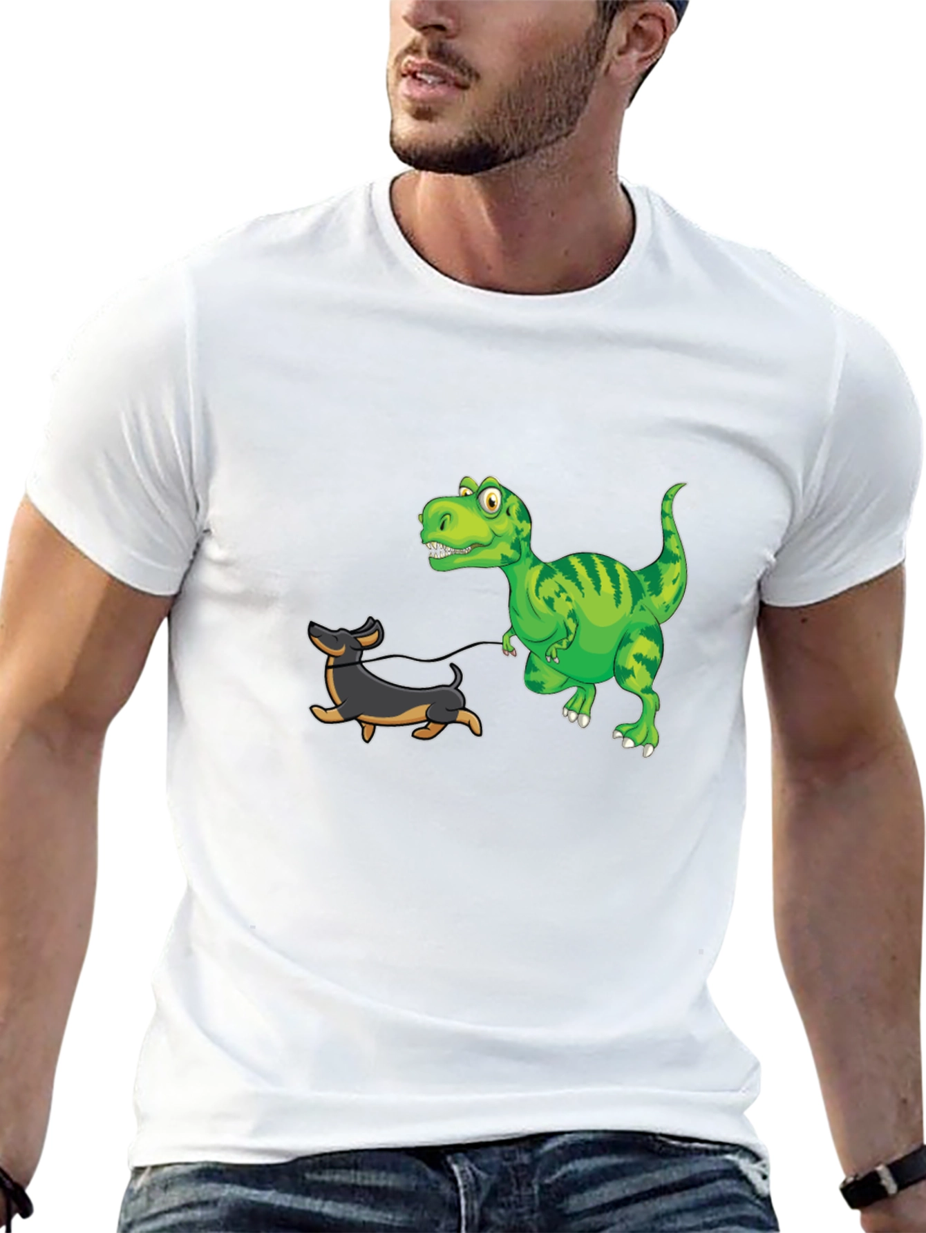 Black Dino Dog Walk Black T-Shirt view 13