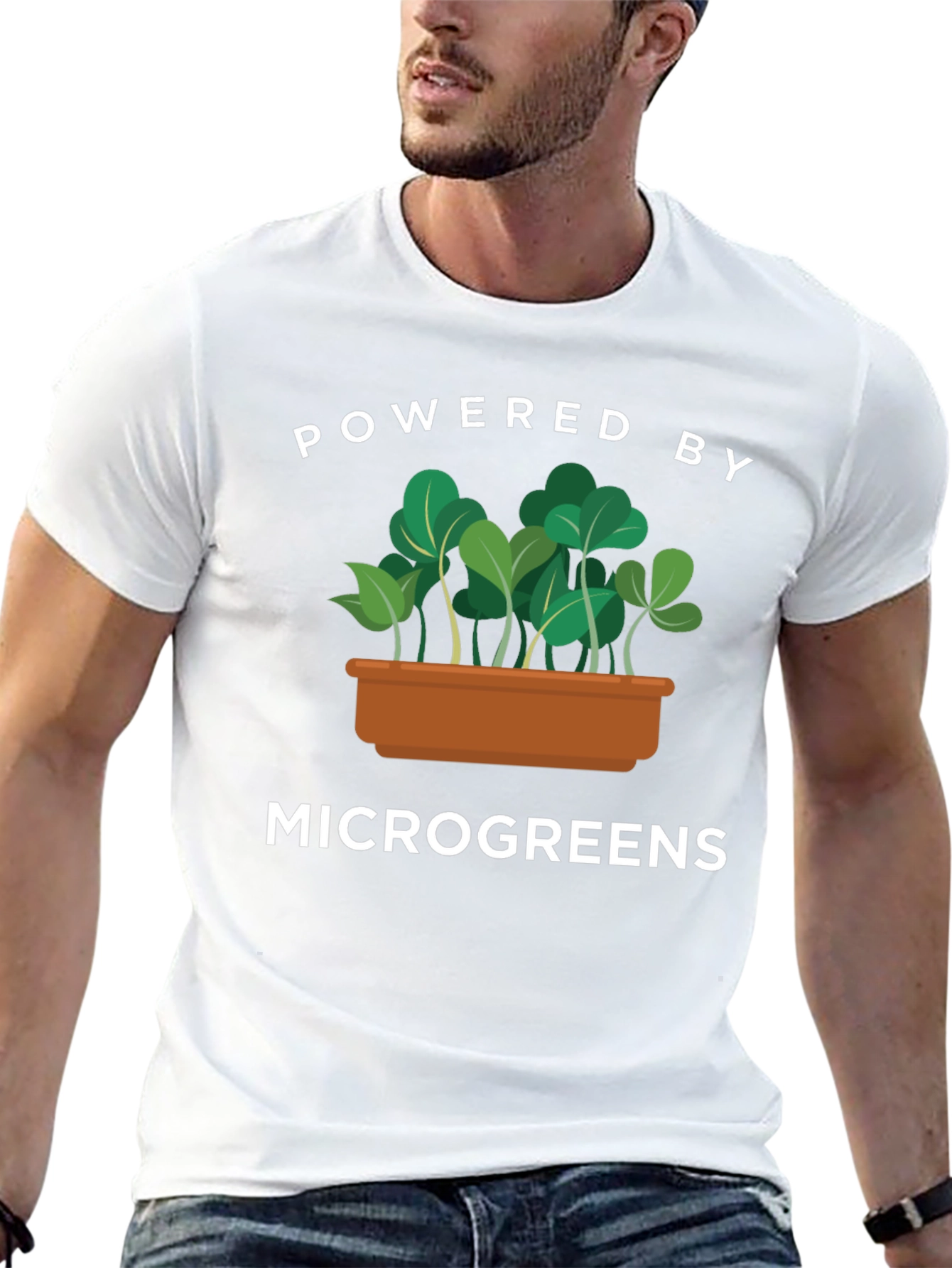 Black Powered by Microgreens T-Shirt view 13