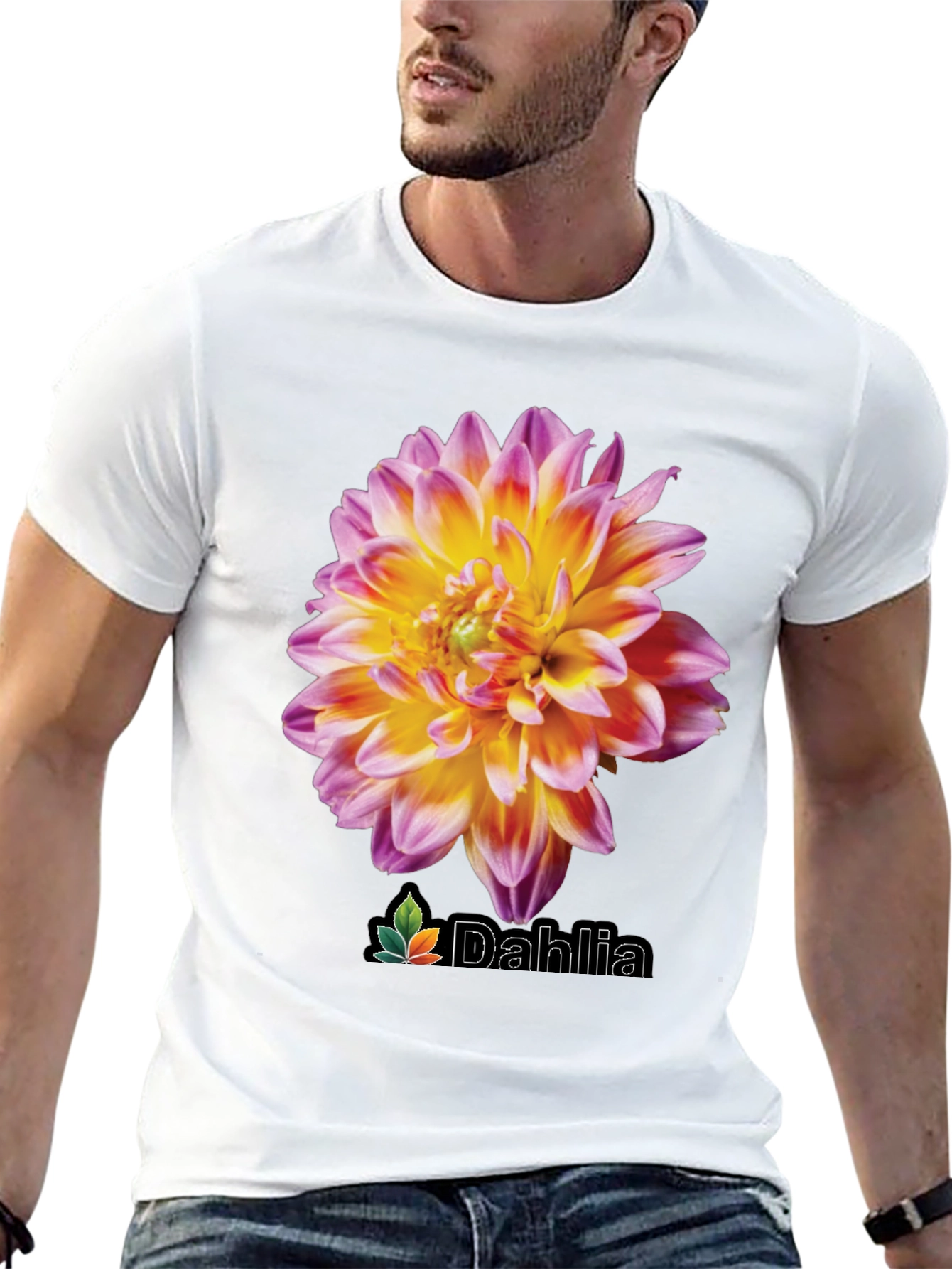 Black Dahlia Flower Graphic Black T-Shirt view 13