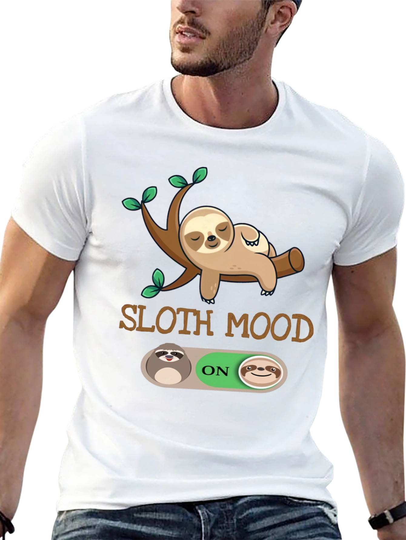 Black Sloth Mood On Graphic T-Shirt - Black view 13