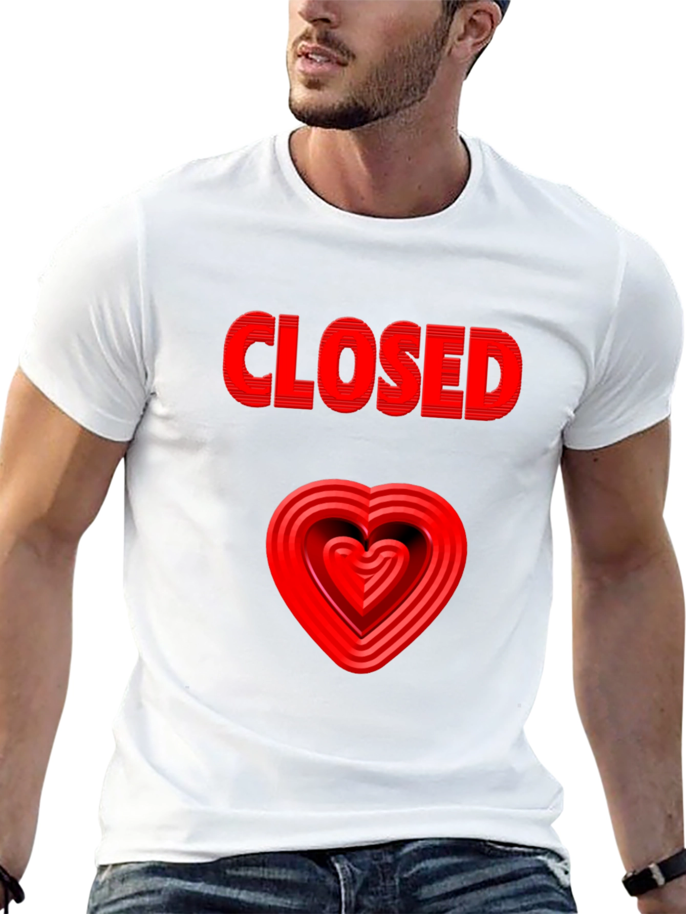 Black Closed Heart Graphic Tee - Black Casual T-Shirt view 13
