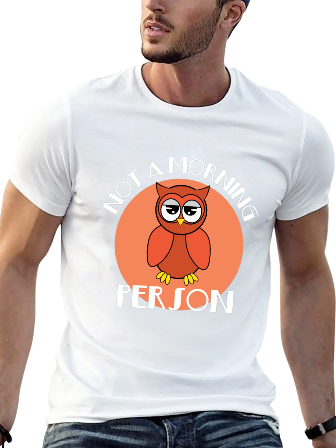 Black Not a Morning Person Owl Graphic T-Shirt view 13