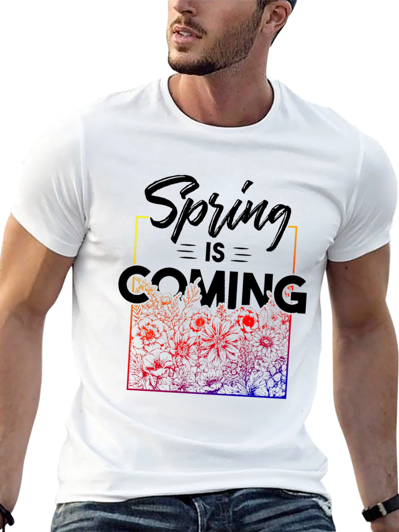 Black Spring is Coming T-Shirt - Floral Design view 13
