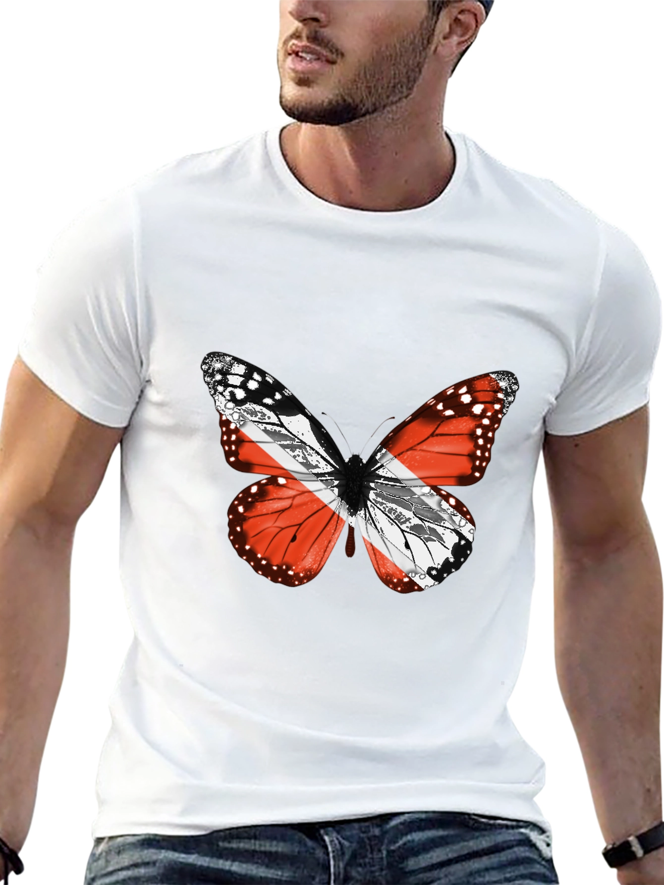 Black Butterfly Trinidad & Tobago Flag T-Shirt view 13