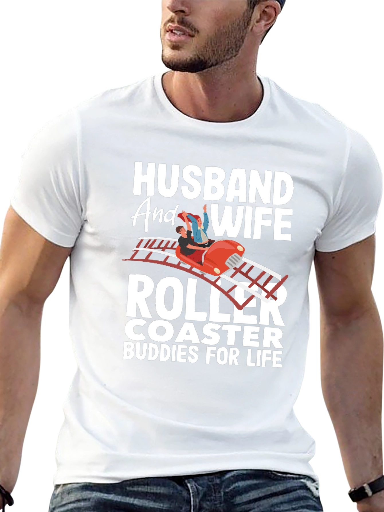 Black Husband and Wife Roller Coaster Buddies T-Shirt view 13