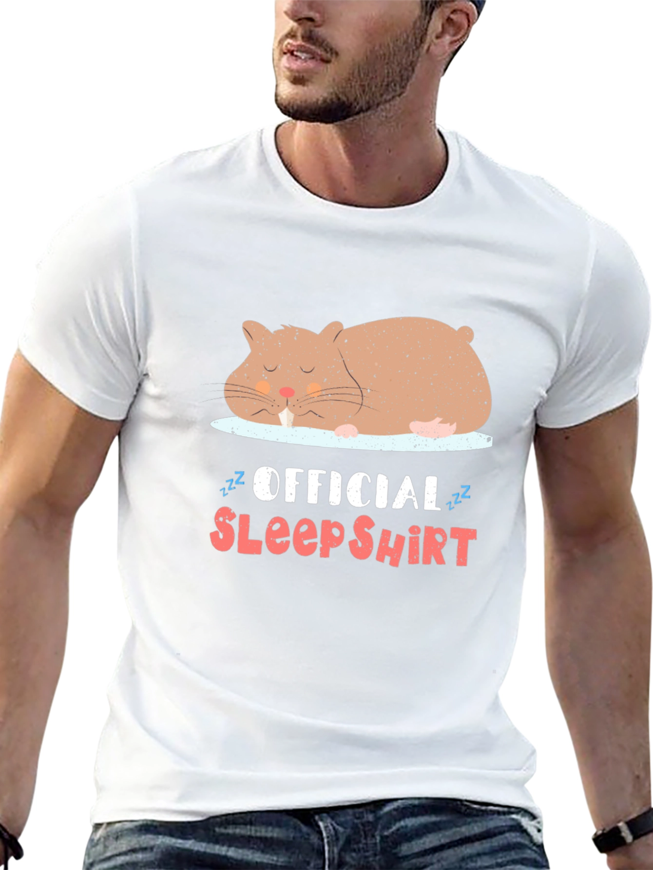 Black Funny Sleeping Hamster Official Sleep Shirt - Black Tee view 13