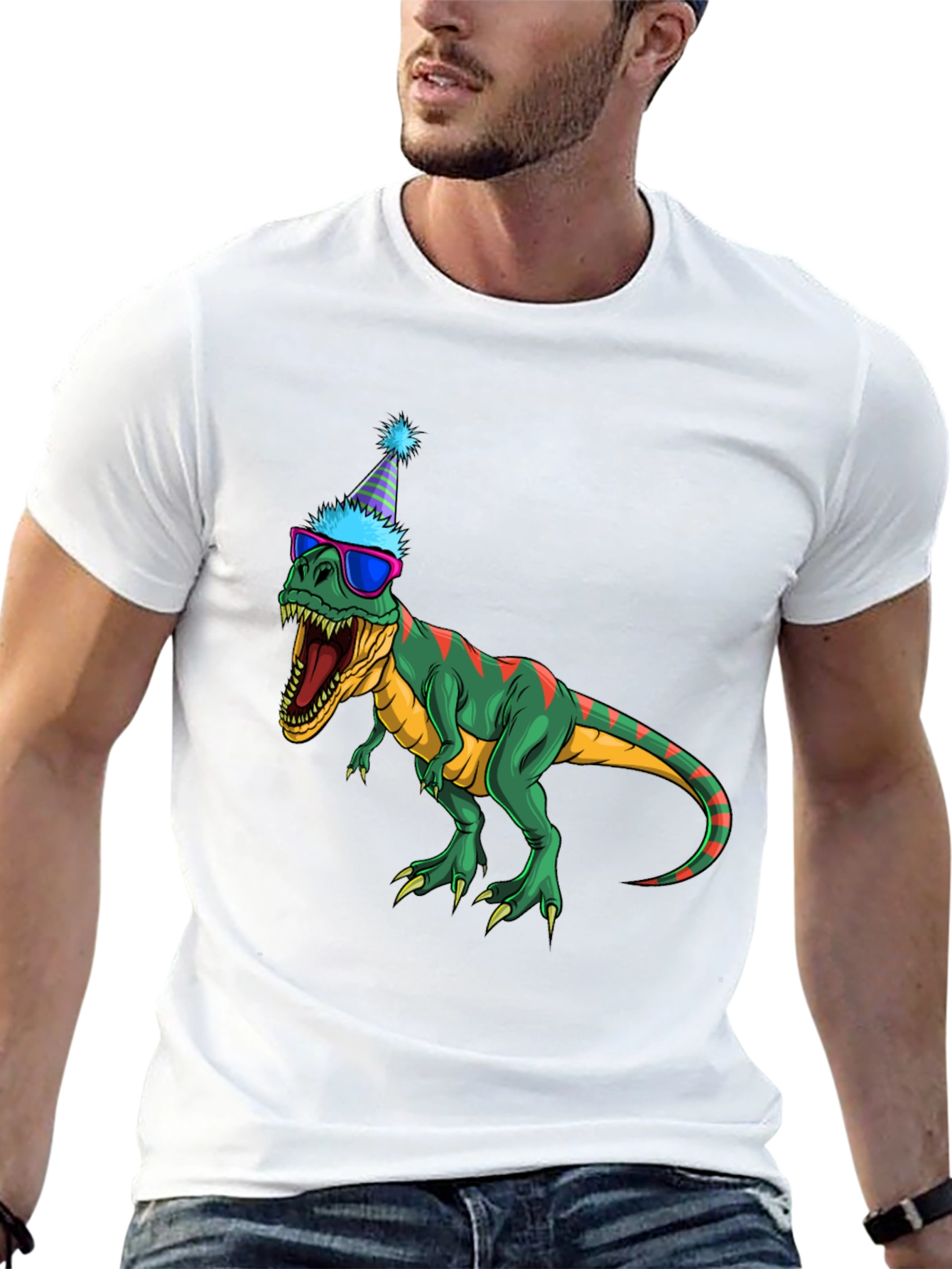 Black Party Dino T-Shirt - Fun & Festive view 13