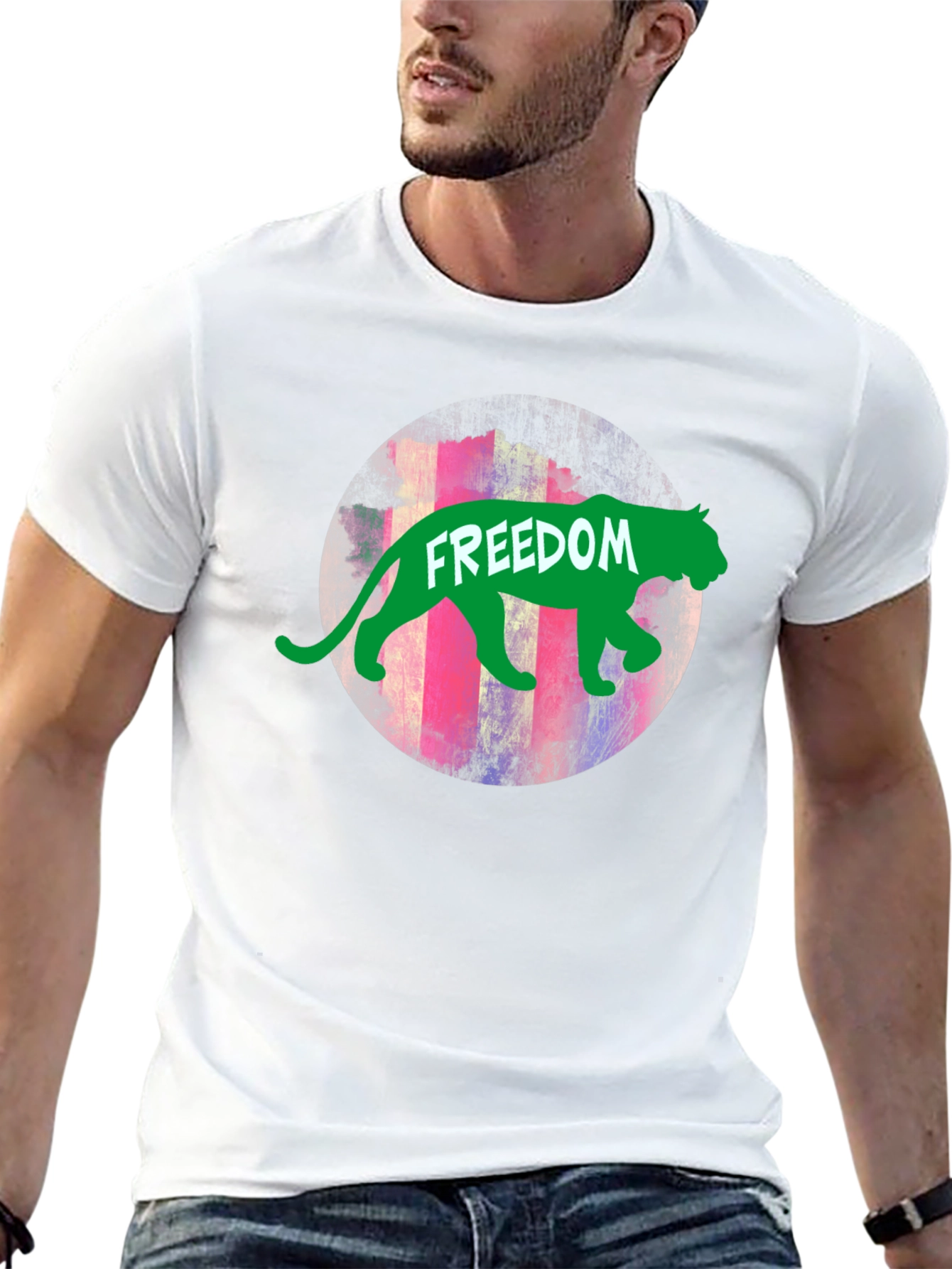 Black Freedom Graphic Tee - Green Panther view 13